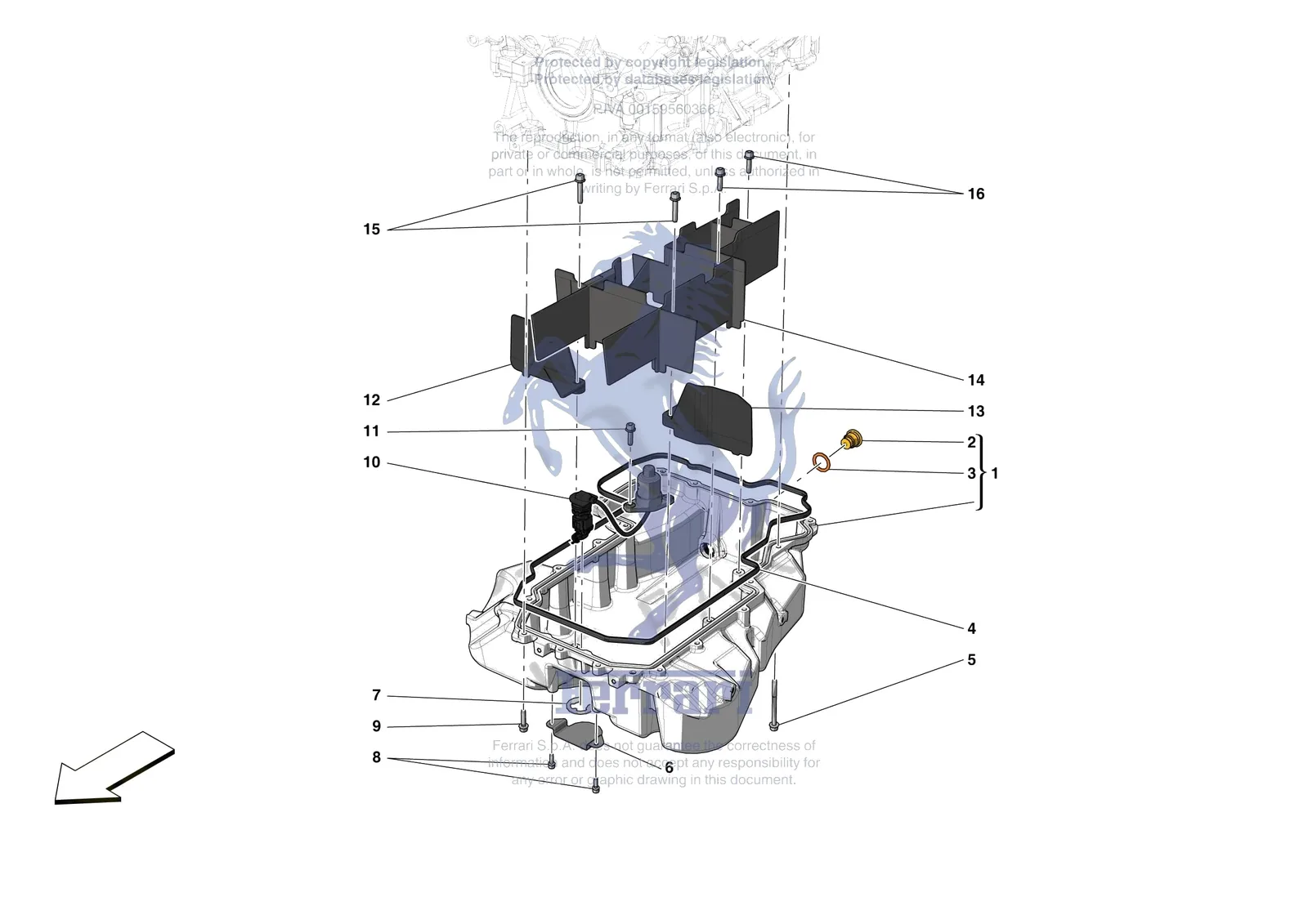 Ferrari Roma [ENGINE] - B.10 - ENGINE OIL SUMP exploded diagram