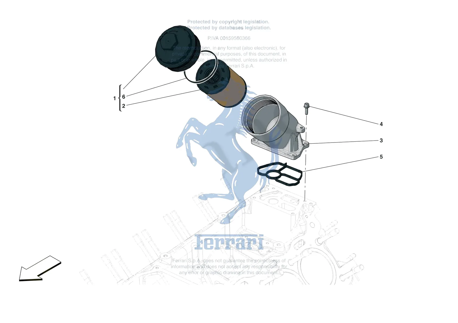 Ferrari Roma [ENGINE] - B.11 - LUBRICATION FILTERS exploded diagram