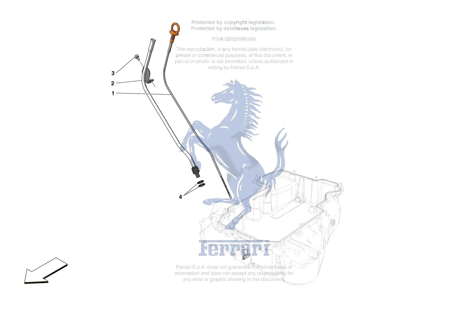Ferrari Roma [ENGINE] - B.13 - OIL PIPES AND ENGINE OIL LEVEL SENSOR exploded diagram