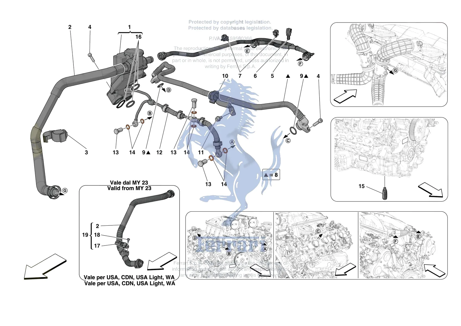 Ferrari Roma [ENGINE] - B.21 - VENTS exploded diagram