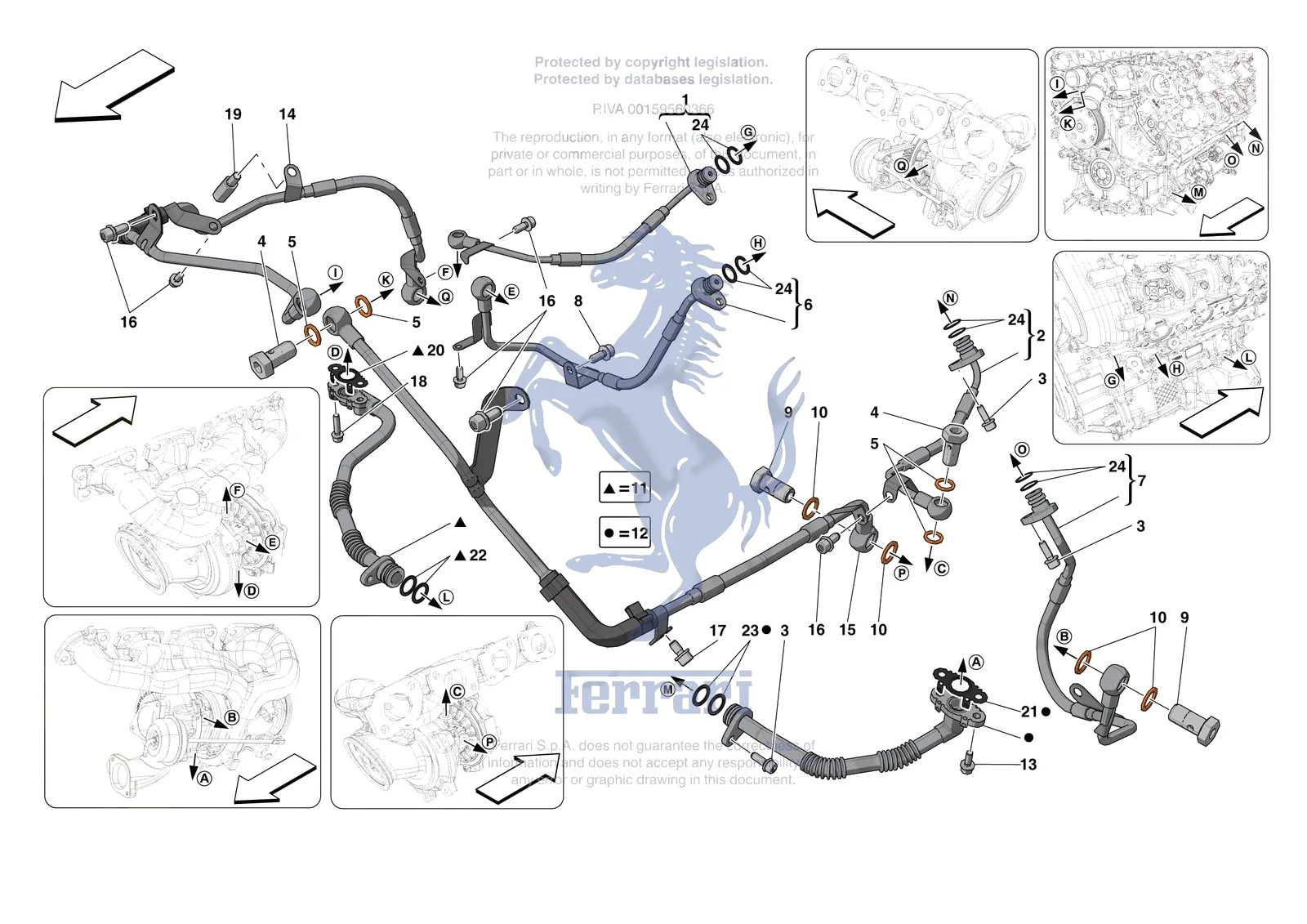 Ferrari Roma [ENGINE] - B.23 - FORCED INDUCTION SYSTEM PIPES exploded diagram