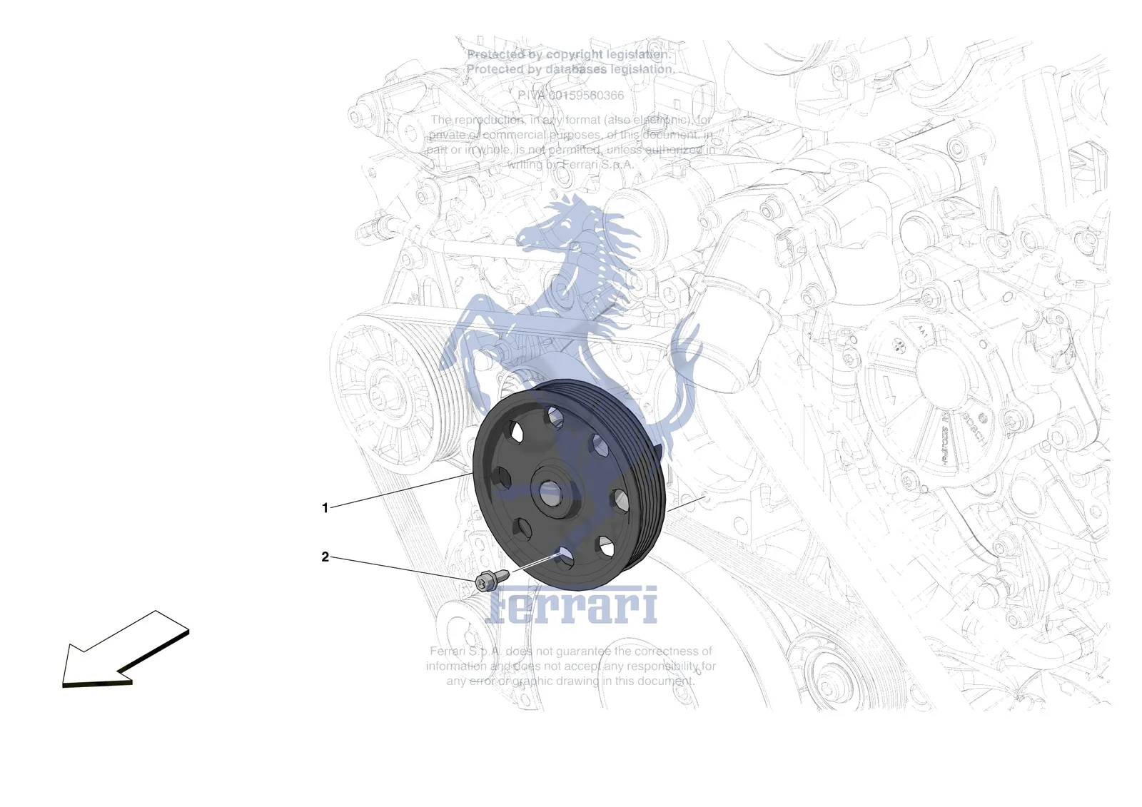 Ferrari Roma [ENGINE] - B.24 - ENGINE COOLING SYSTEM PUMP exploded diagram