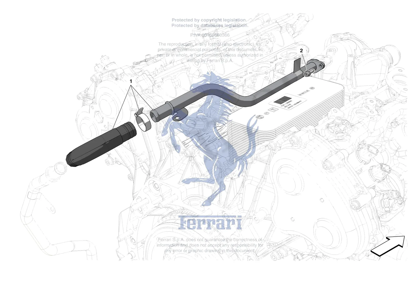 Ferrari Roma [ENGINE] - B.25 - ENGINE COOLING SYSTEM PIPES exploded diagram