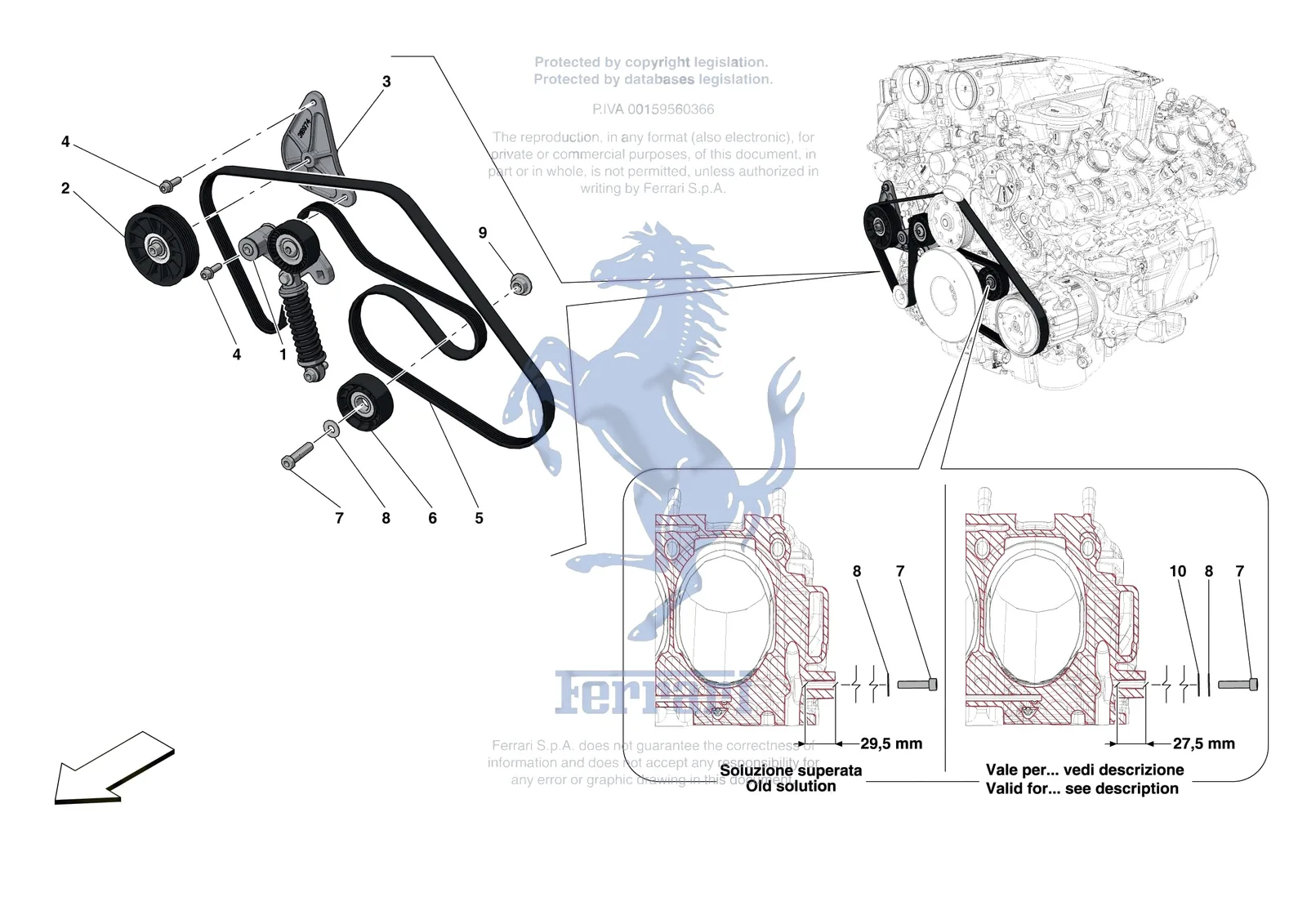 Ferrari Roma [ENGINE] - B.33 - ALTERNATOR DRIVE exploded diagram