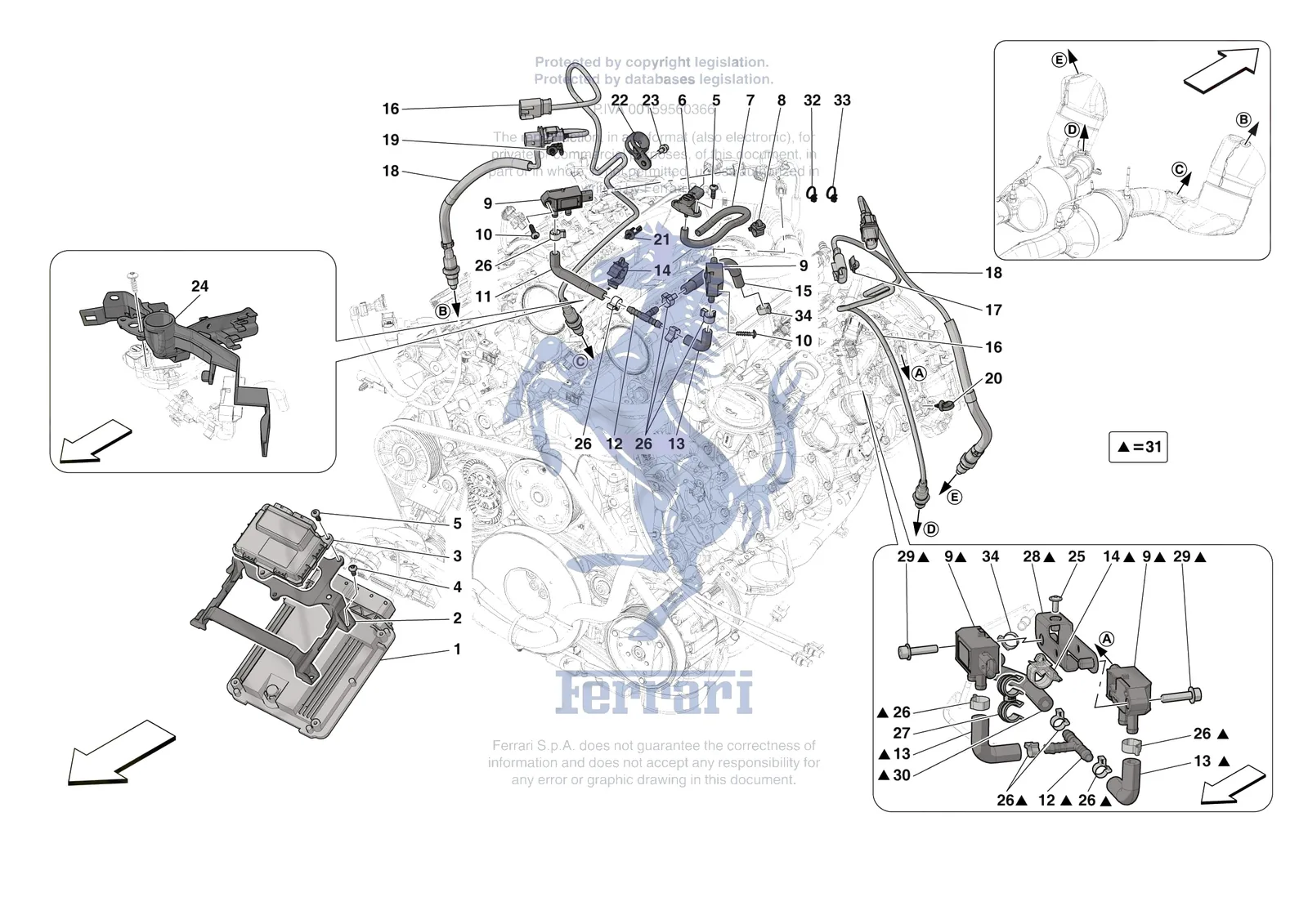 Ferrari Roma [MECHANICAL SYSTEM] - D.3 - ENGINE INJECTION CONTROL exploded diagram
