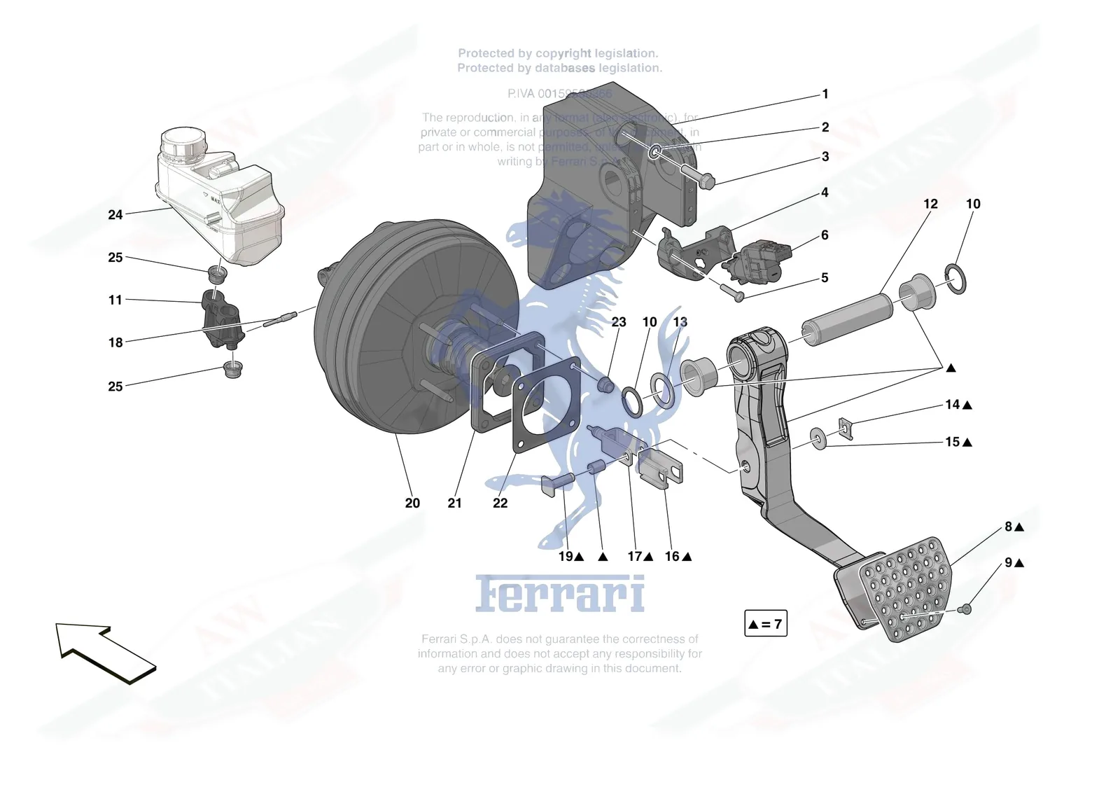 Ferrari Roma [MECHANICAL SYSTEM] - D.20 - PEDAL BOARD exploded diagram