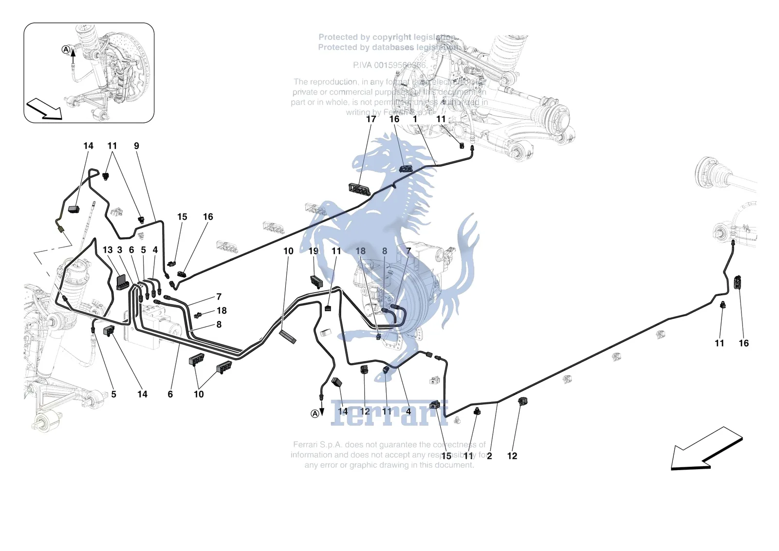 Ferrari Roma [MECHANICAL SYSTEM] - D.23.01 - HYDRAULIC BRAKE CONTROL PIPES -Not for RHD- exploded diagram