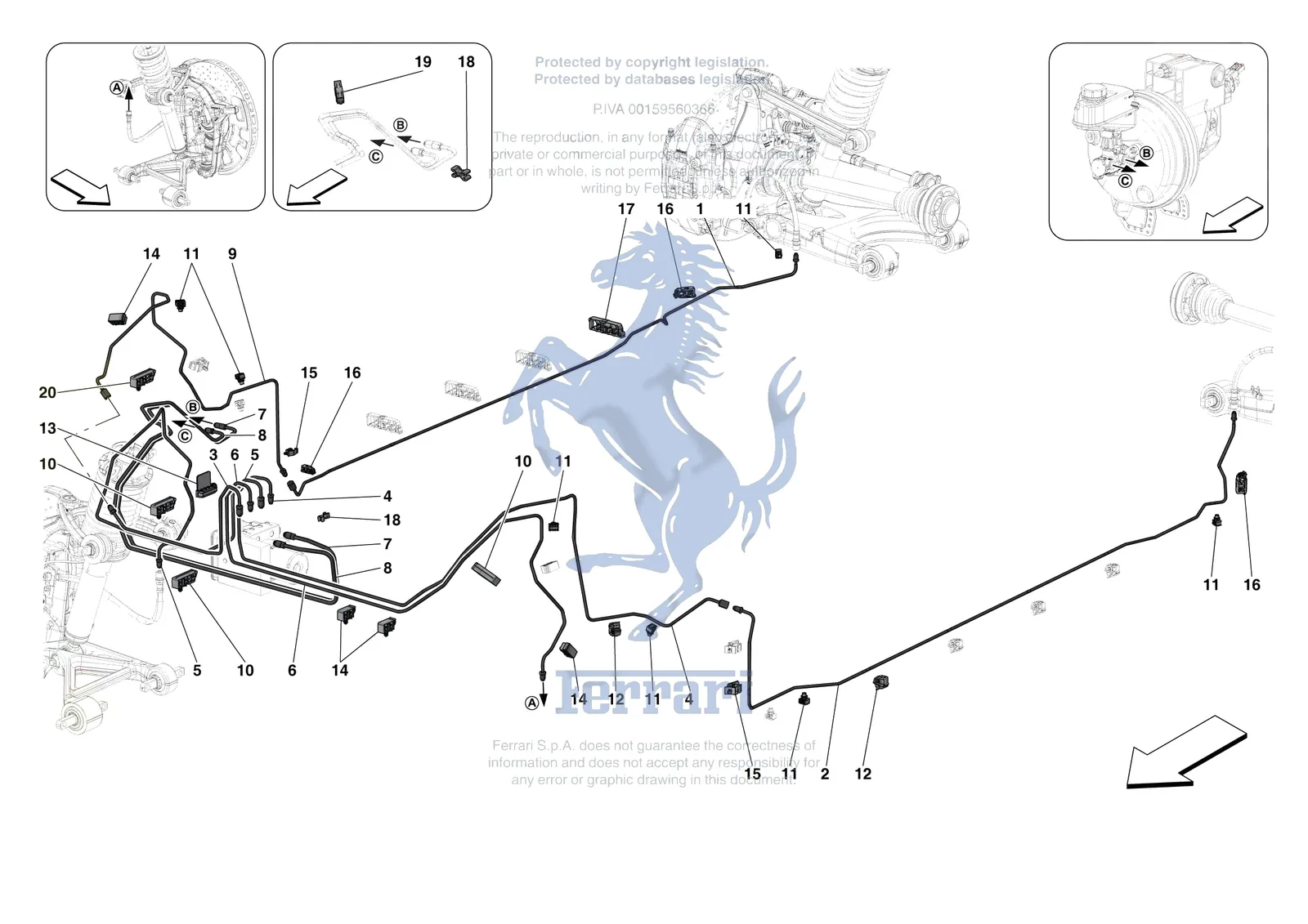 Ferrari Roma [MECHANICAL SYSTEM] - D.23.02 - HYDRAULIC BRAKE CONTROL PIPES -Applicable for RHD- exploded diagram