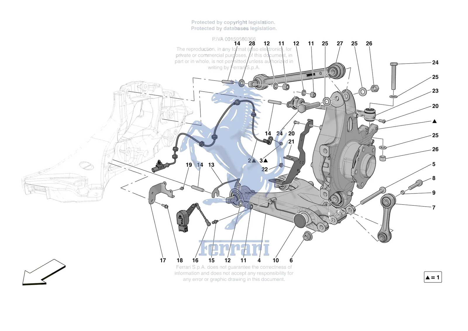 Ferrari Roma [MECHANICAL SYSTEM] - D.27.02 - REAR SUSPENSION - ARMS exploded diagram