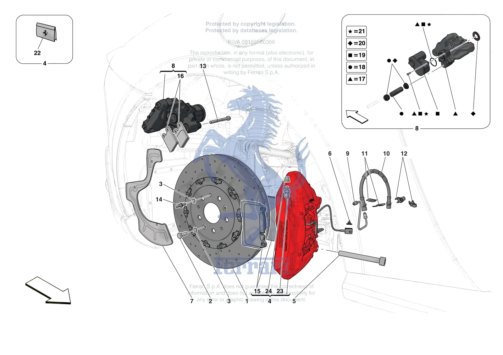 Ferrari Roma [MECHANICAL SYSTEM] - D.27.03 - REAR SUSPENSION - CALIPERS AND DISCS exploded diagram
