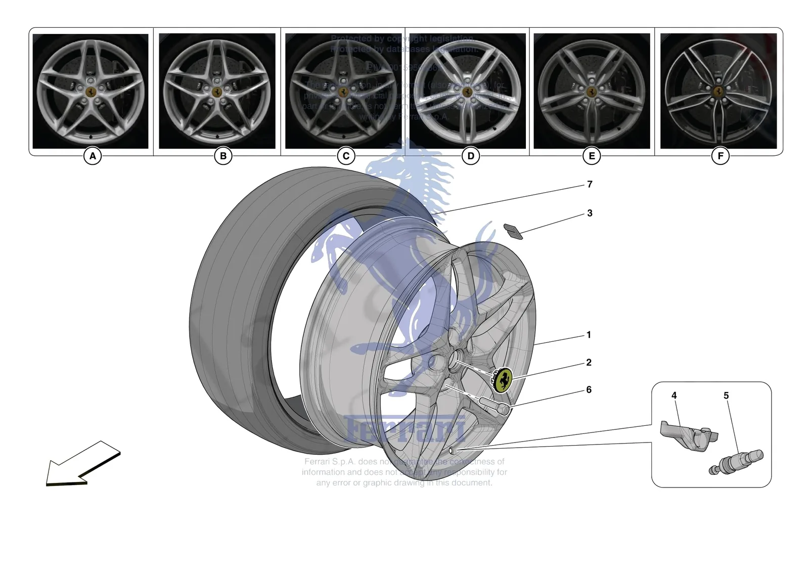 Ferrari Roma [MECHANICAL SYSTEM] - D.29 - COMPLETE WHEELS exploded diagram
