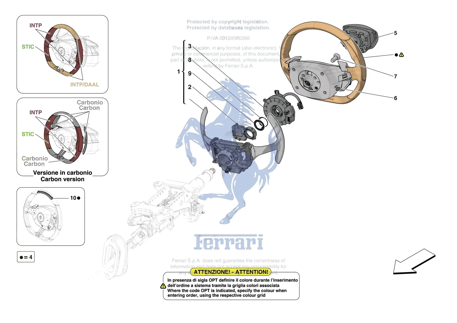 Ferrari Roma [MECHANICAL SYSTEM] - D.30.02 - STEERING WHEEL AND STEERING SYSTEM - STEERING WHEEL AND AIRBAG exploded diagram