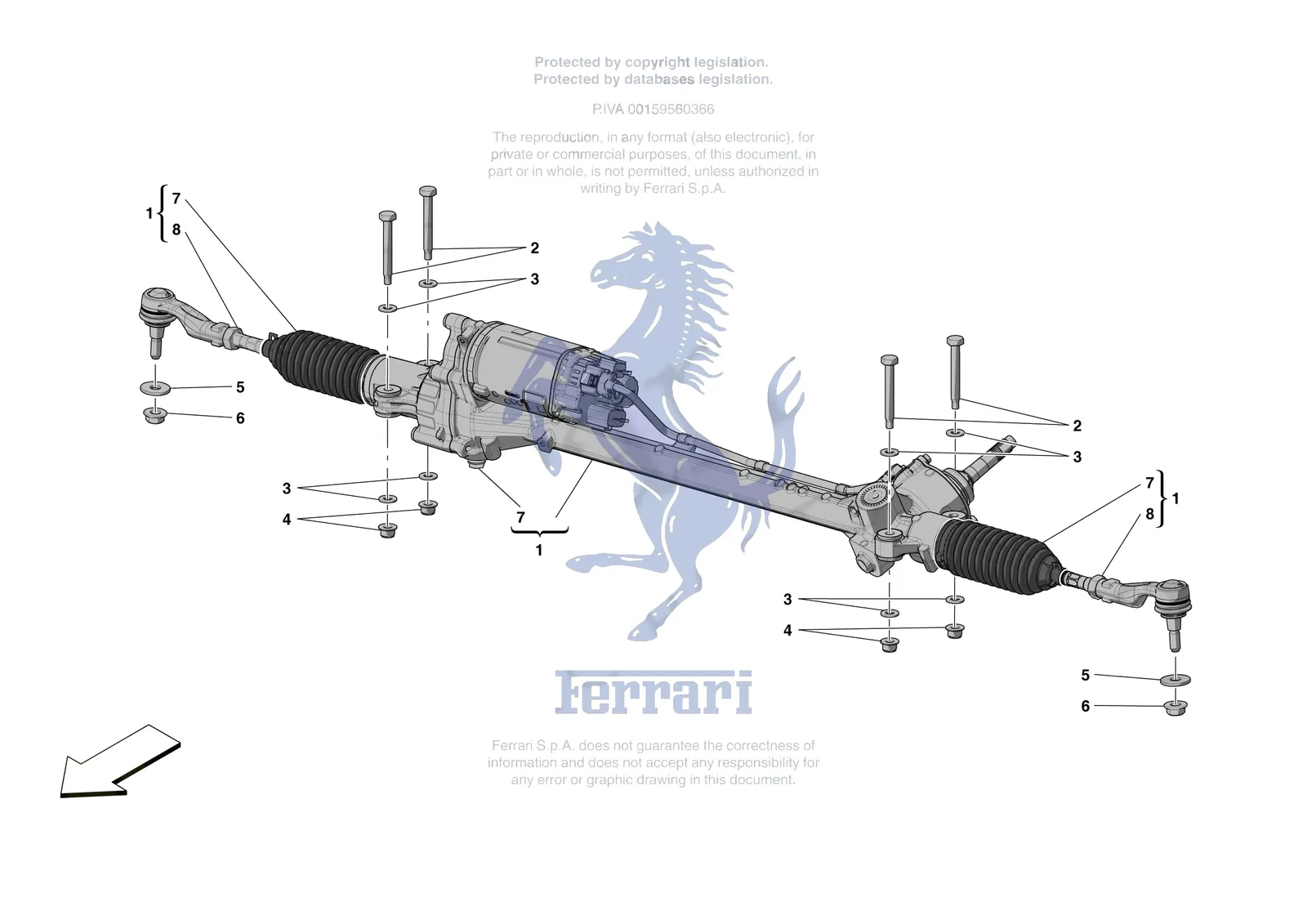 Ferrari Roma [MECHANICAL SYSTEM] - D.31 - STEERING BOX exploded diagram