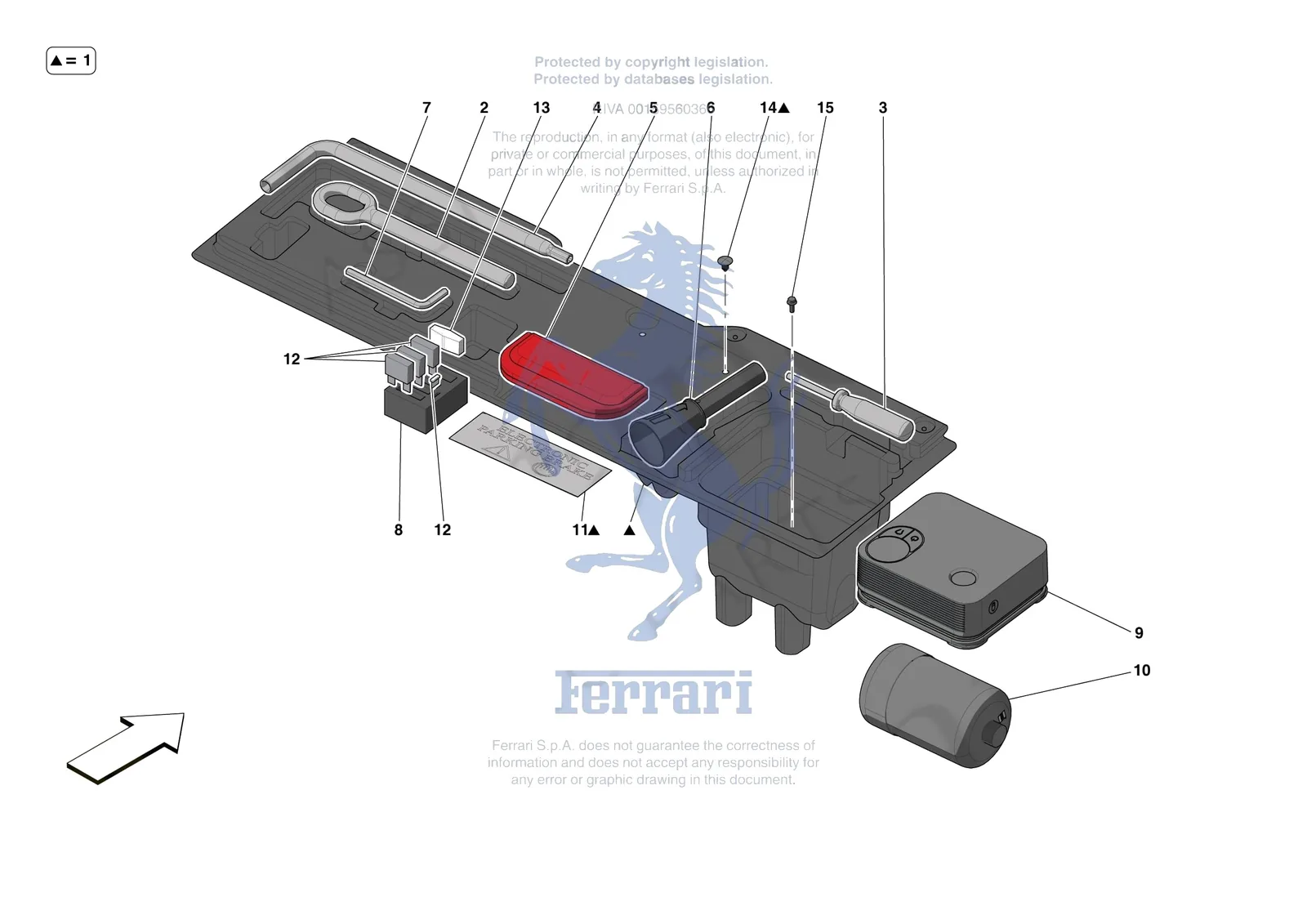 Ferrari Roma [MECHANICAL SYSTEM] - D.38 - TOOLS PROVIDED WITH VEHICLE exploded diagram
