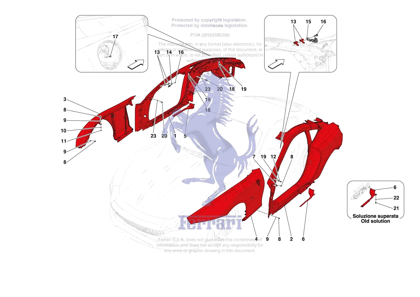 Ferrari Roma [VEHICLE TRIM] - E.2 - LATERAL OUTER BODYSHELL exploded diagram