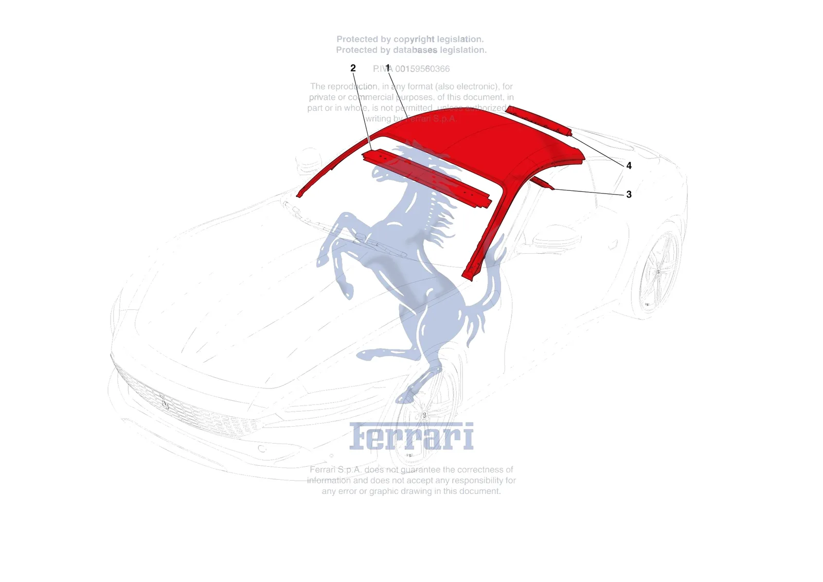 Ferrari Roma [VEHICLE TRIM] - E.3 - ROOF PANEL exploded diagram