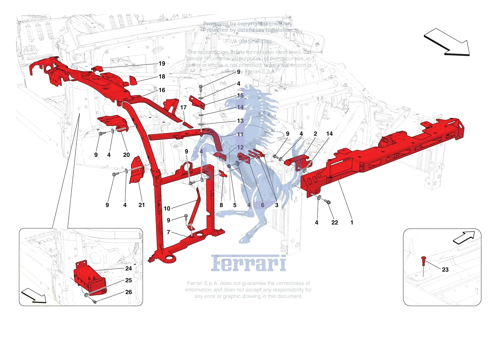 Ferrari Roma [VEHICLE TRIM] - E.5 - FRONT SUBSTRUCTURE exploded diagram