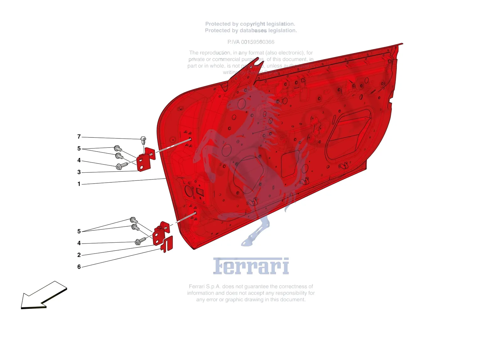 Ferrari Roma [VEHICLE TRIM] - E.8 - FRONT DOOR SUBSTRUCTURE exploded diagram