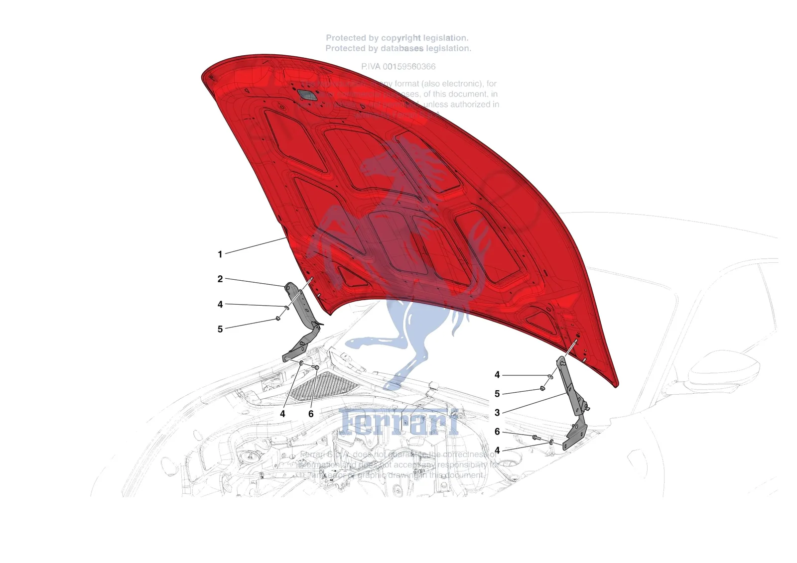 Ferrari Roma [VEHICLE TRIM] - E.9 - FRONT LID SUBSTRUCTURE exploded diagram