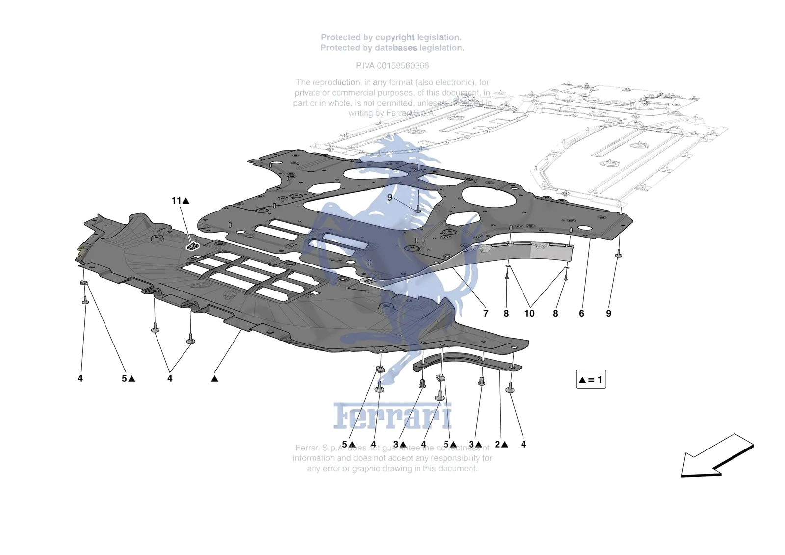 Ferrari Roma [VEHICLE TRIM] - E.14 - FRONT SHIELDS exploded diagram