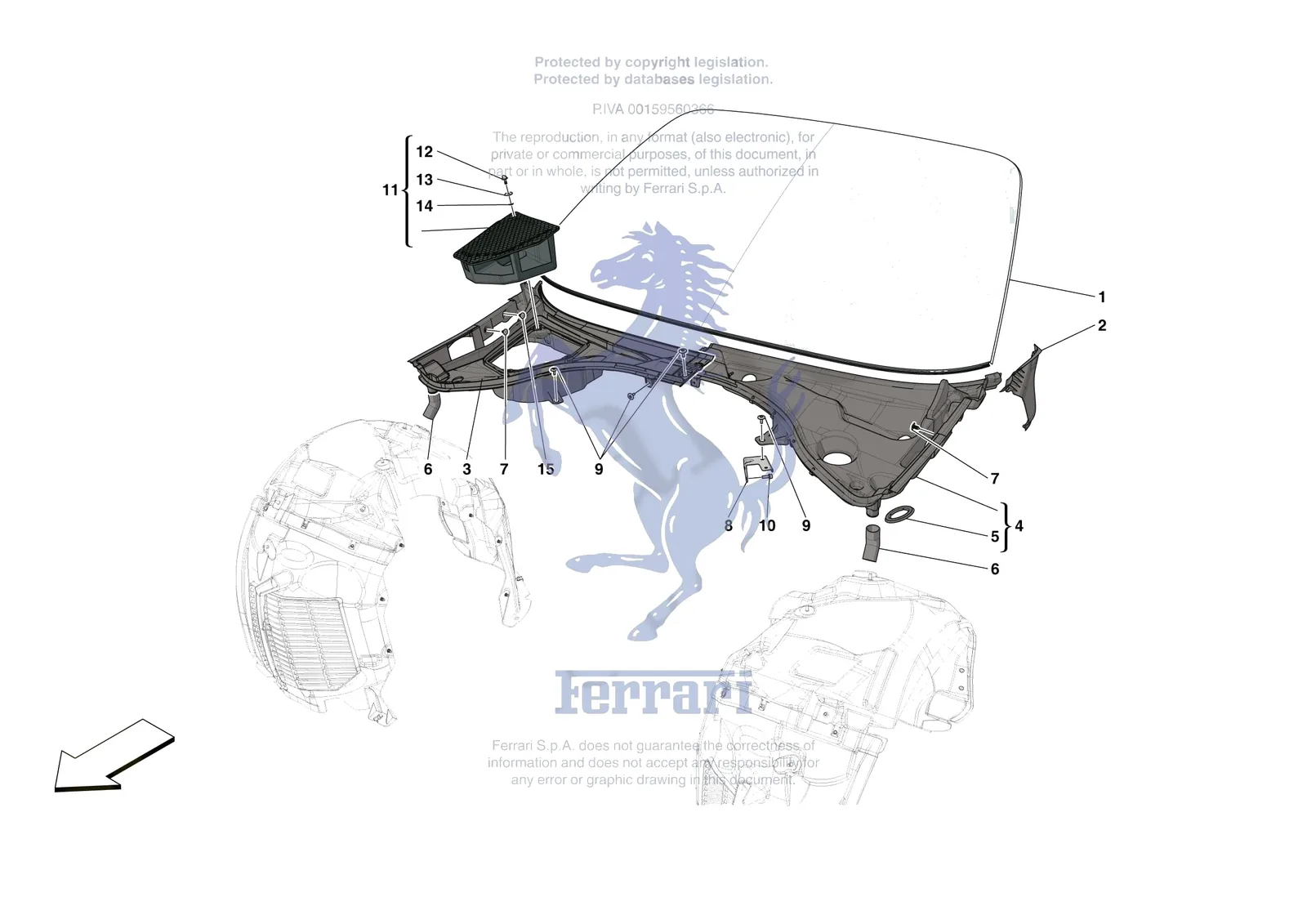 Ferrari Roma [VEHICLE TRIM] - E.25 - WINDSCREEN exploded diagram