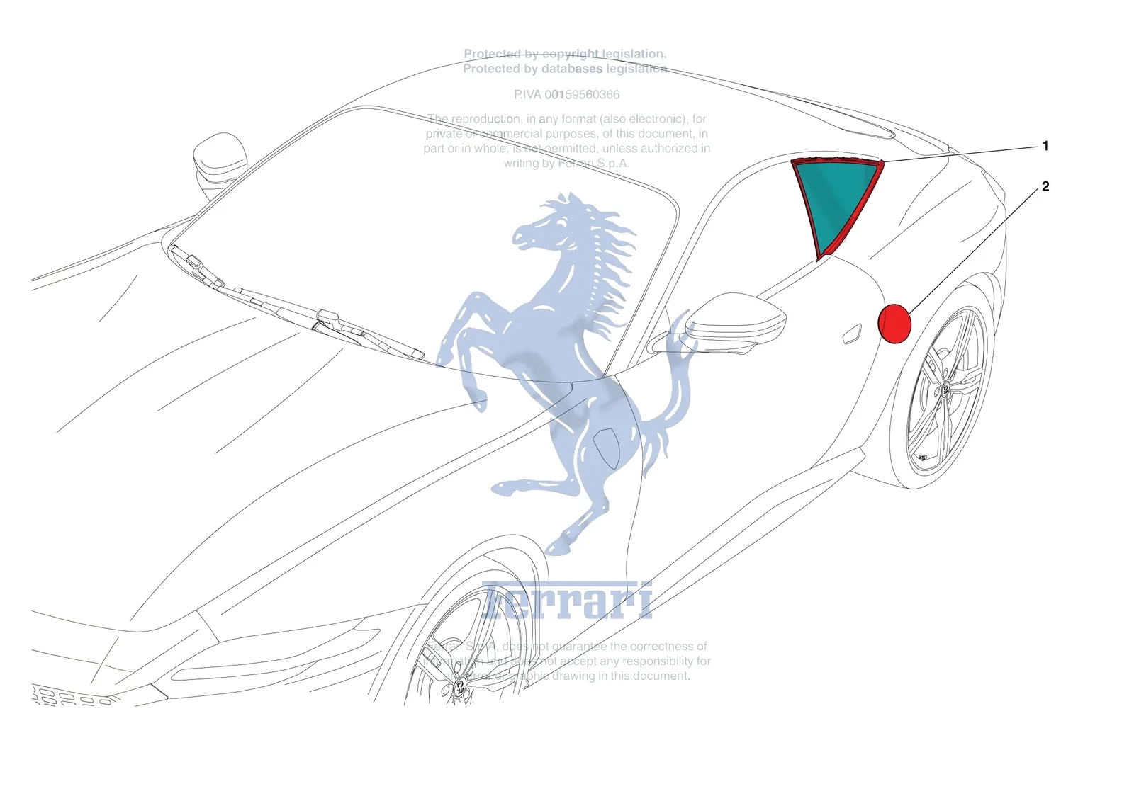 Ferrari Roma [VEHICLE TRIM] - E.27 - SIDE WINDOWS exploded diagram