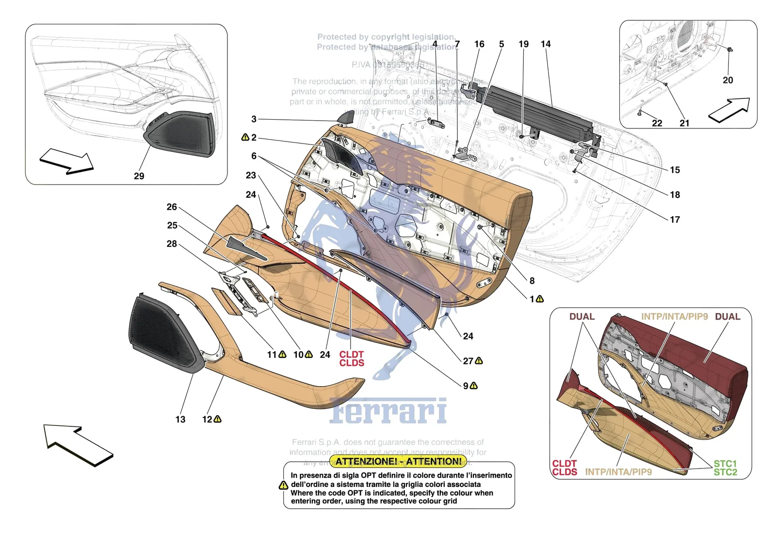 Ferrari Roma [VEHICLE TRIM] - E.29.01 - DOORS - TRIM exploded diagram