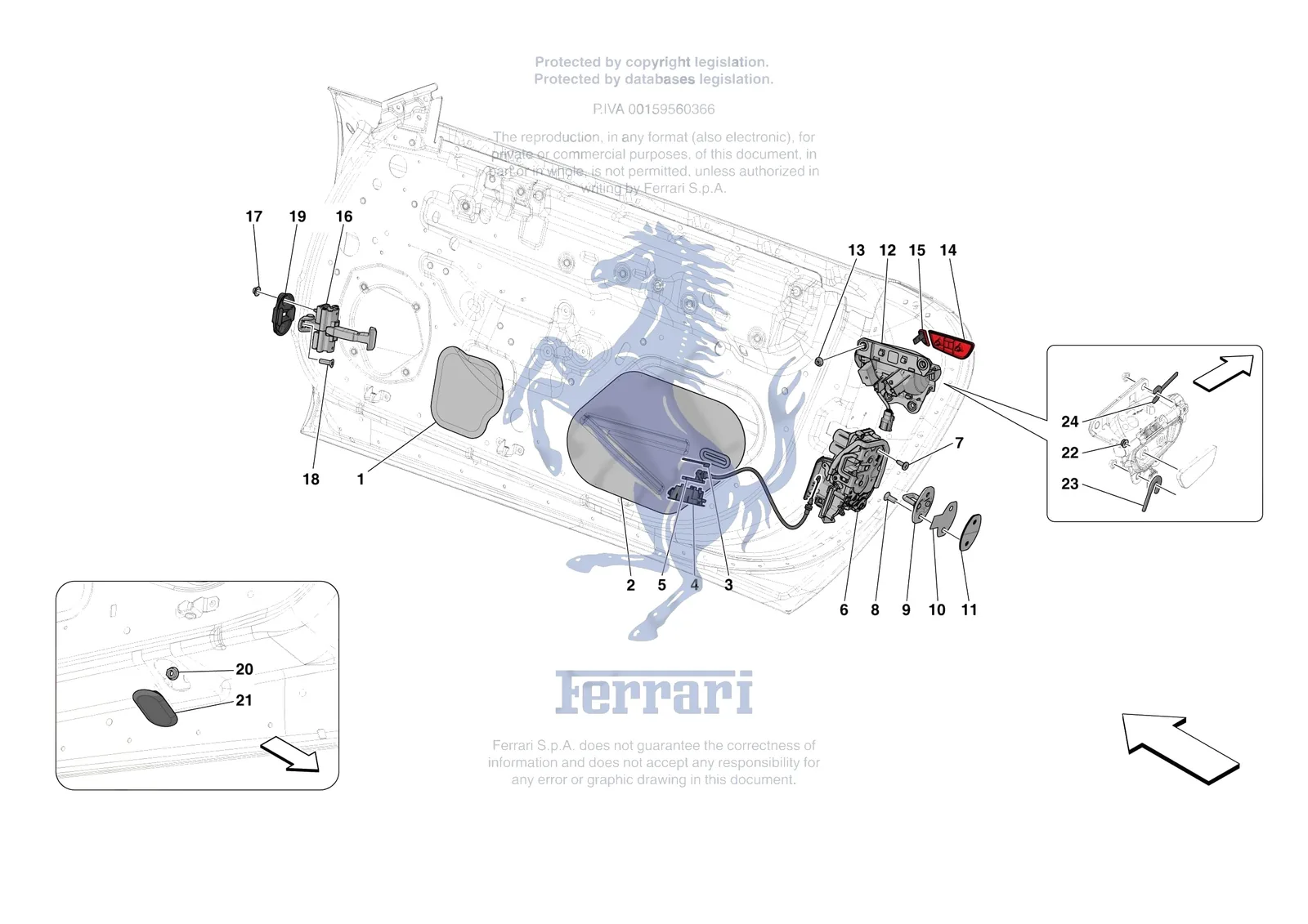 Ferrari Roma [VEHICLE TRIM] - E.29.02 - DOORS - OPENING MECHANISMS AND HINGES exploded diagram