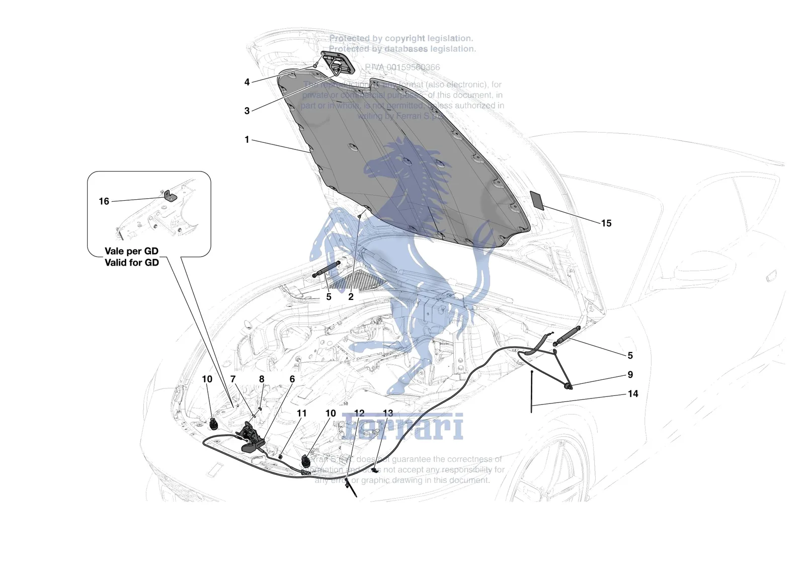Ferrari Roma [VEHICLE TRIM] - E.33 - FRONT LID TRIM exploded diagram