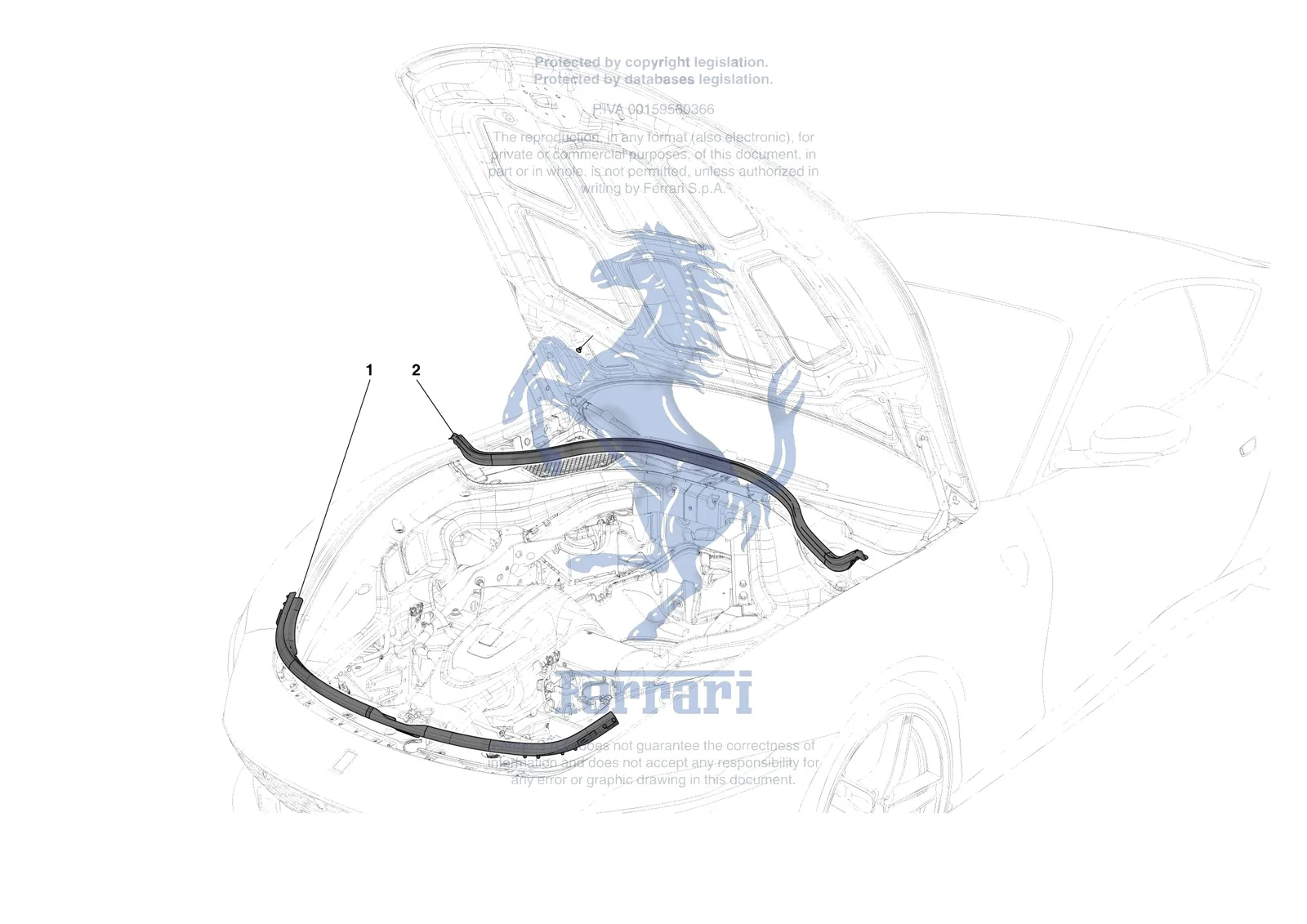 Ferrari Roma [VEHICLE TRIM] - E.35 - FRONT LID SEALS exploded diagram