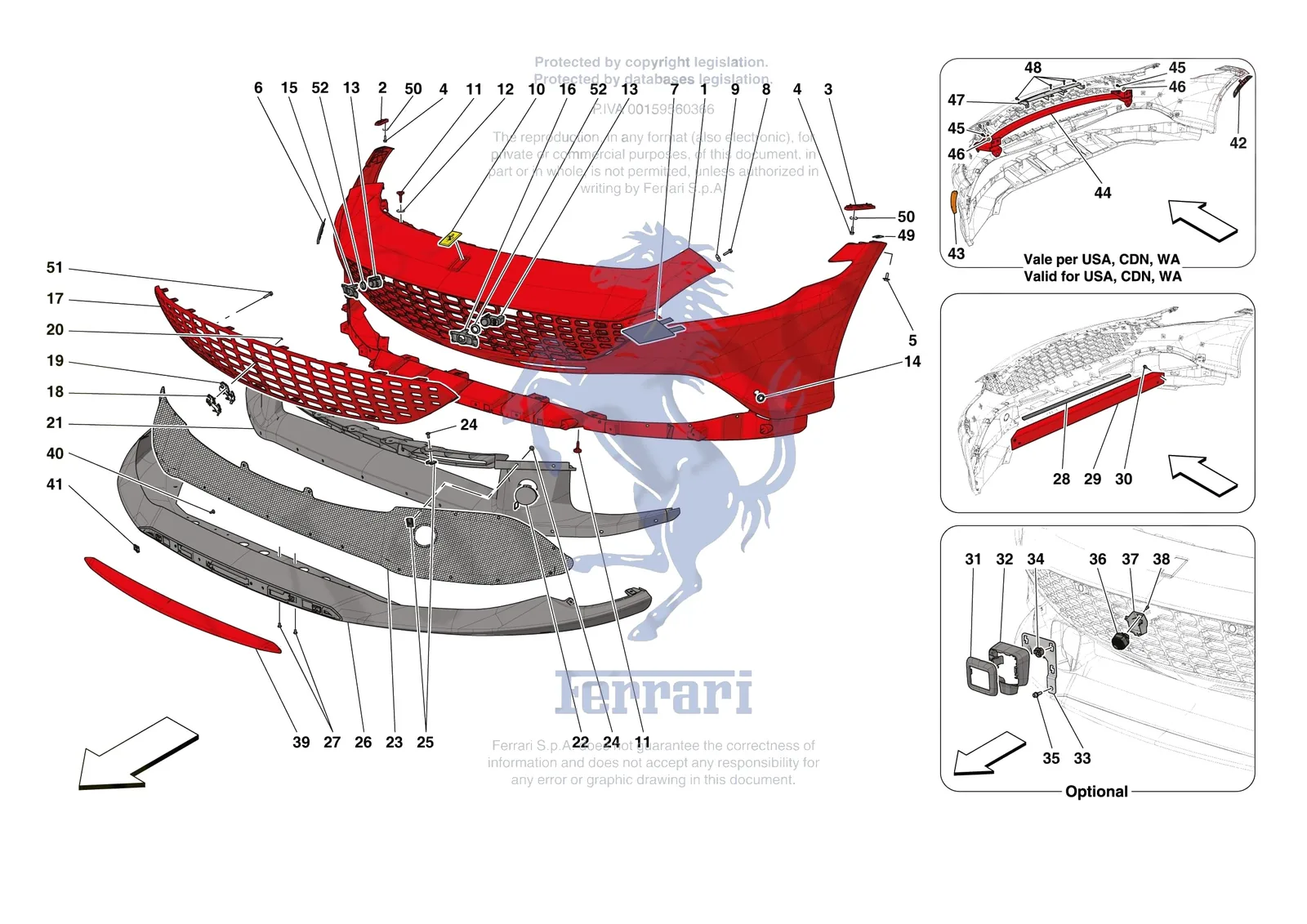 Ferrari Roma [VEHICLE TRIM] - E.40 - FRONT BUMPER exploded diagram