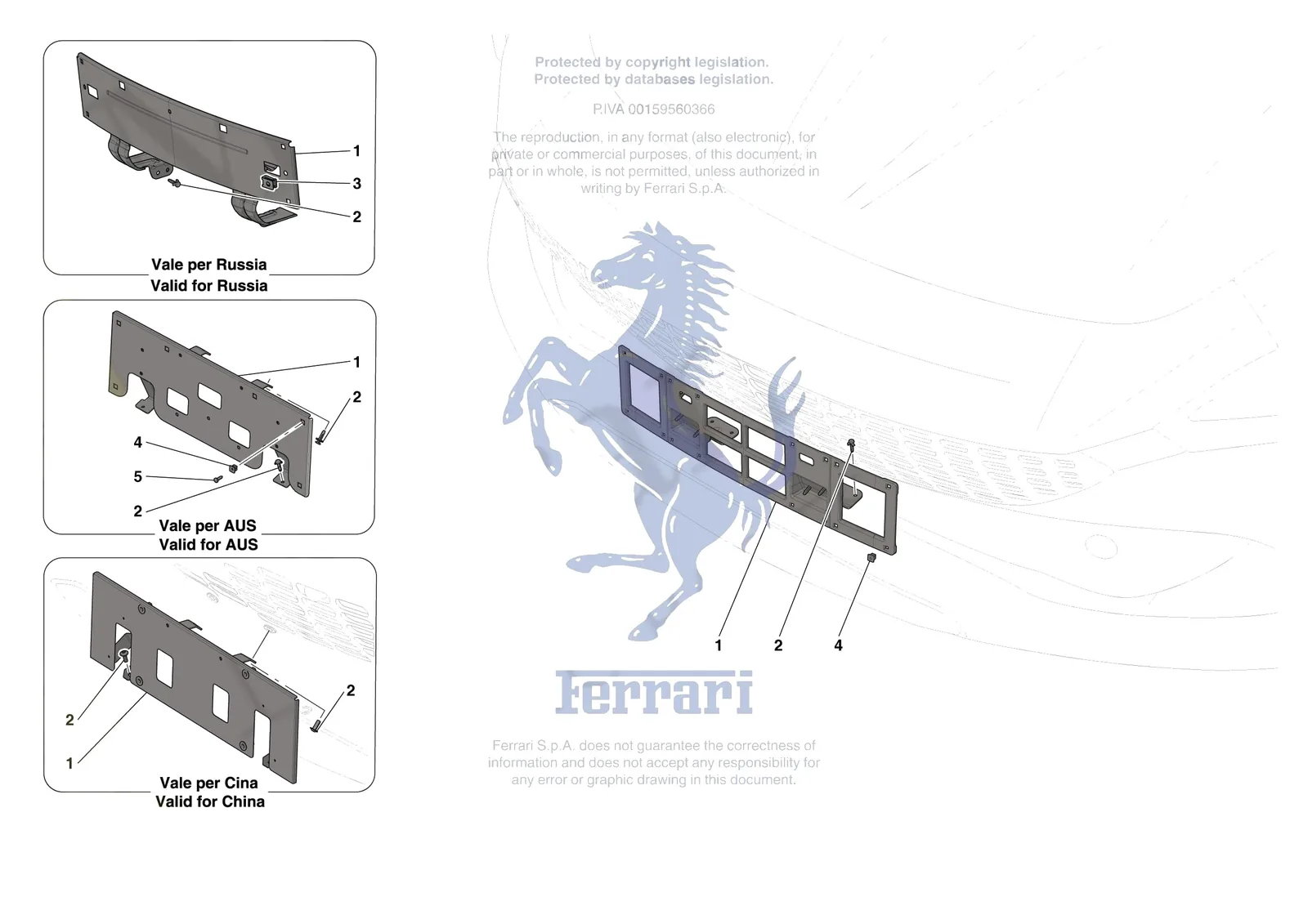 Ferrari Roma [VEHICLE TRIM] - E.41 - INSTALLING FRONT LICENCE PLATE exploded diagram