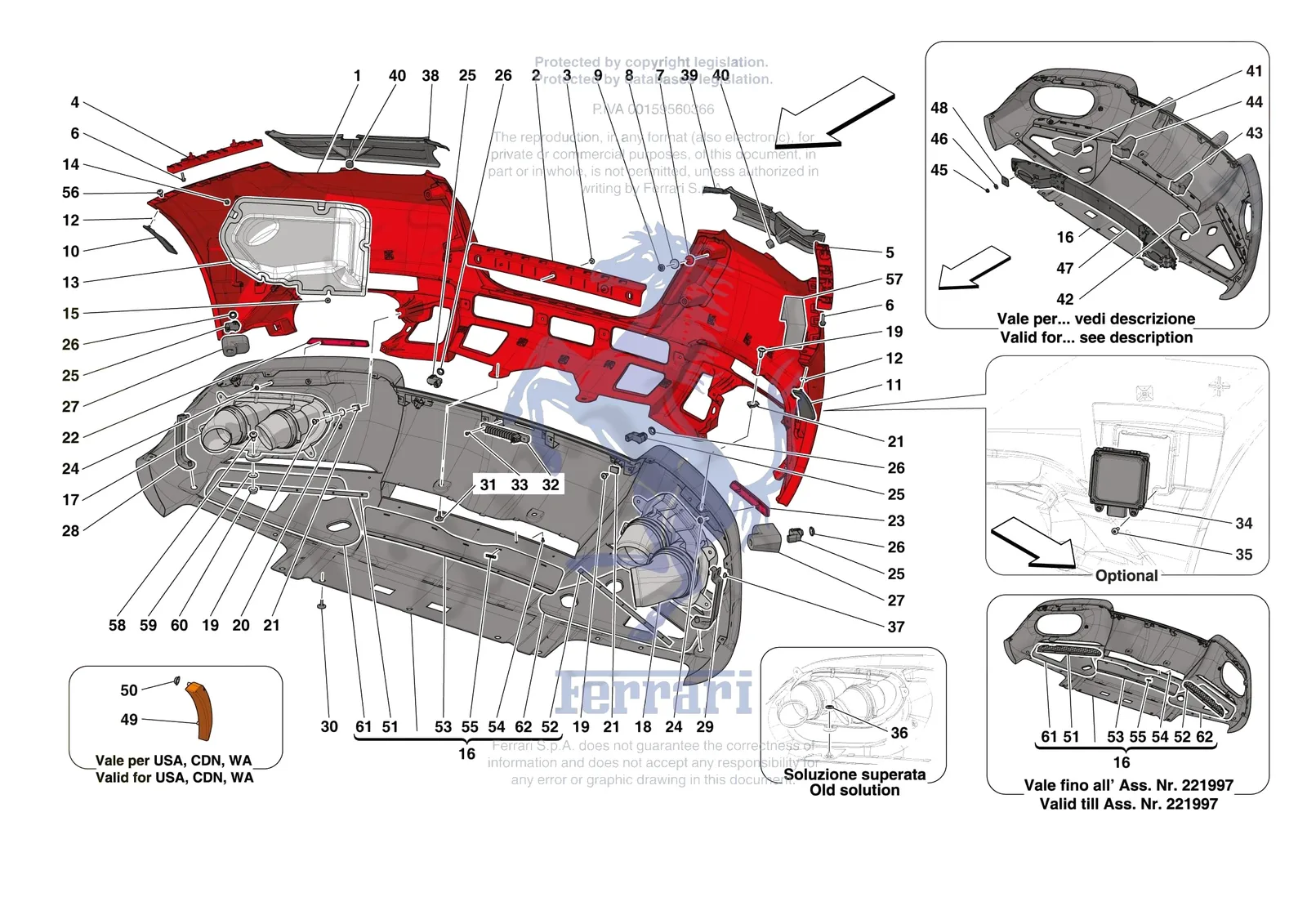 Ferrari Roma [VEHICLE TRIM] - E.42 - REAR BUMPER exploded diagram