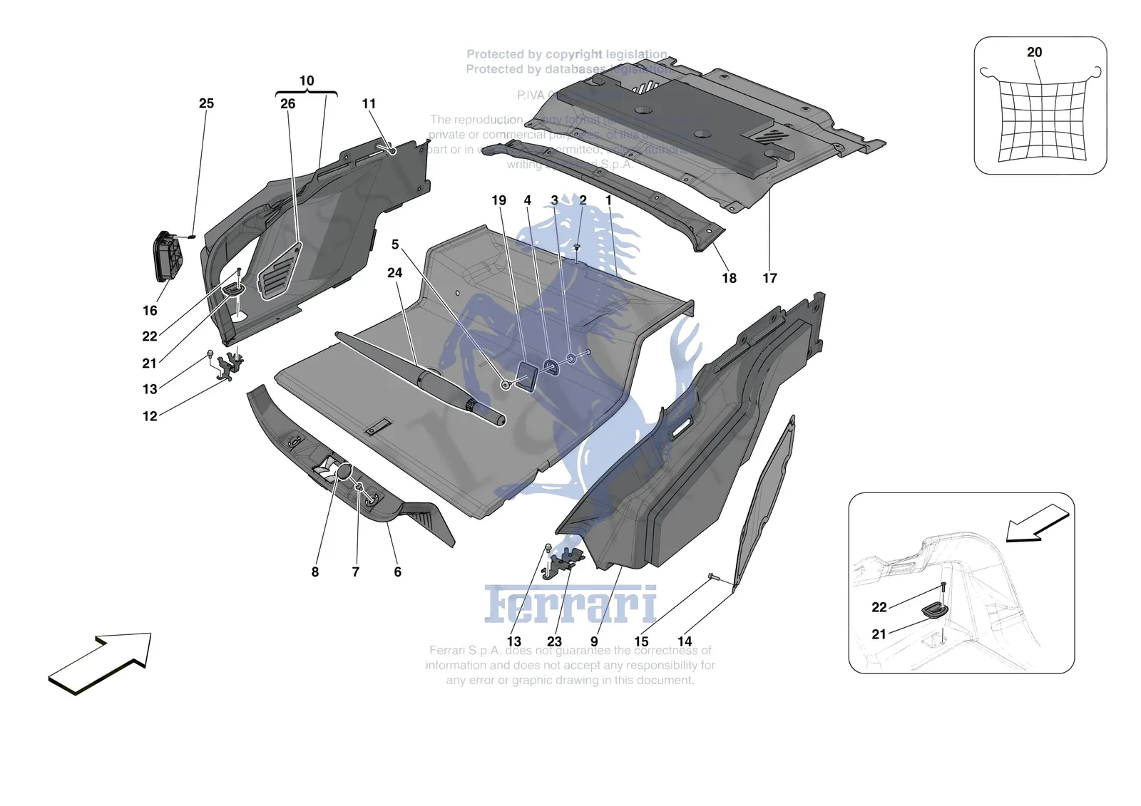 Ferrari Roma [VEHICLE TRIM] - E.45 - LUGGAGE COMPARTMENT MATS exploded diagram