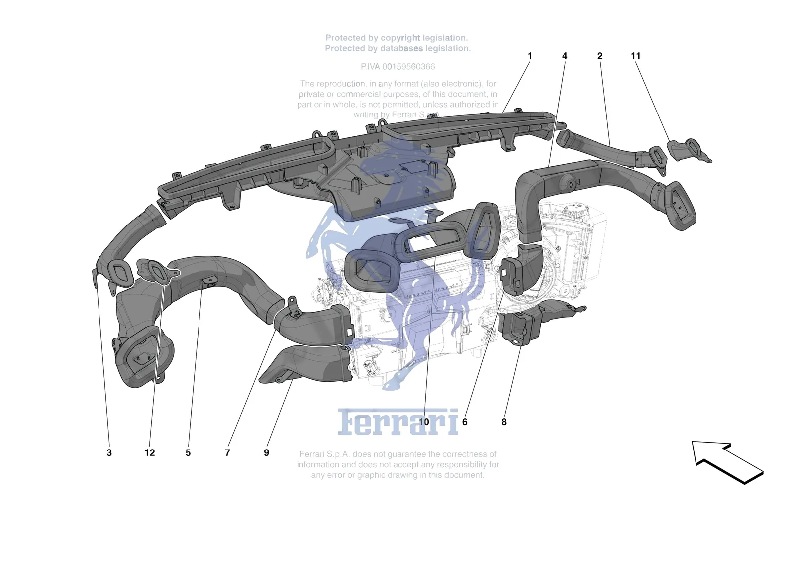 Ferrari Roma [VEHICLE TRIM] - E.47.06 - DASHBOARD - DUCTS -Applicable for RHD- exploded diagram