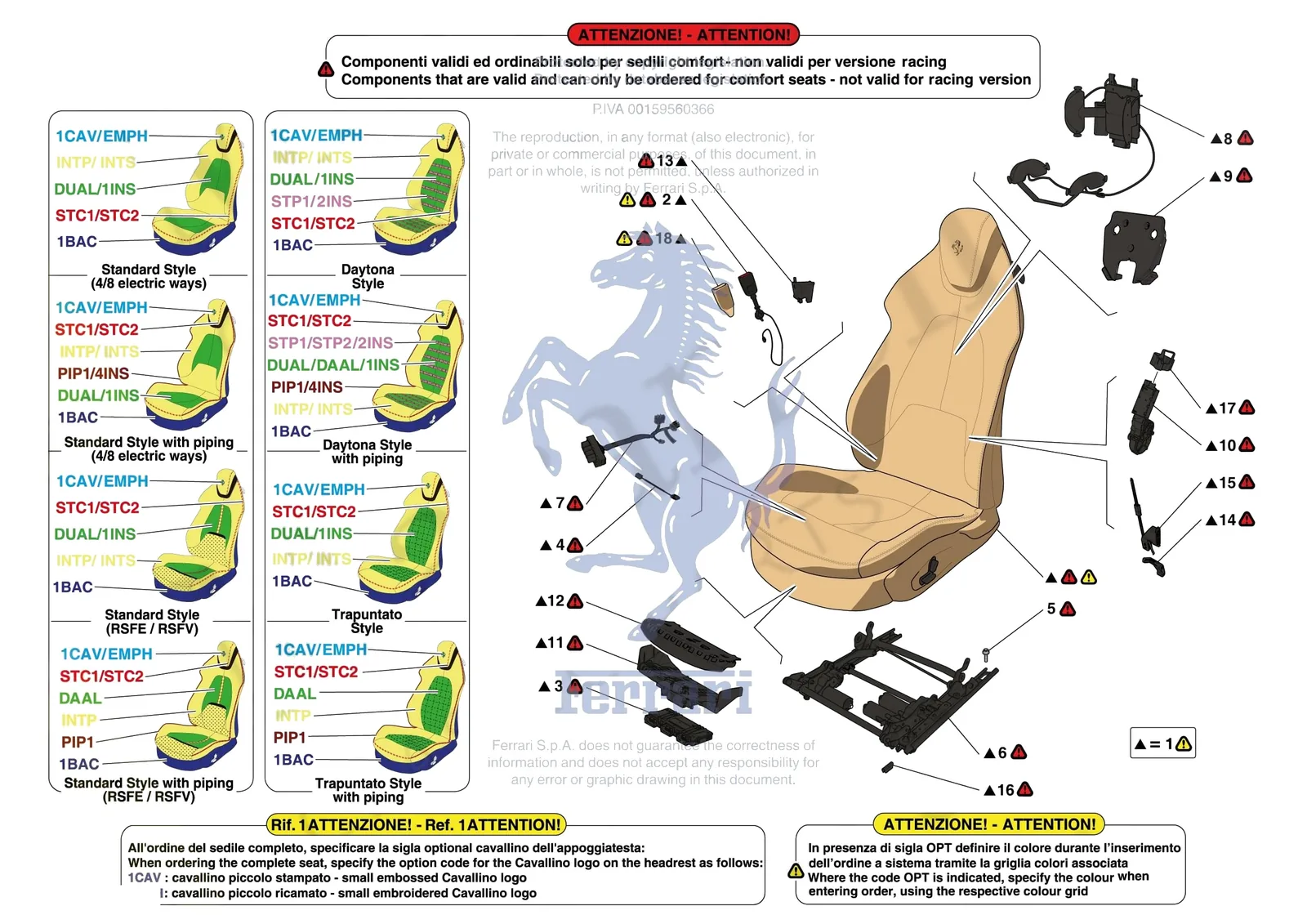 Ferrari Roma [VEHICLE TRIM] - E.51.01 - FRONT SEATS - SEATS AND GUIDES exploded diagram
