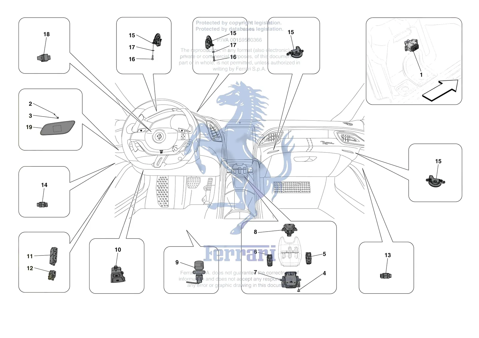 Ferrari Roma [ELECTRICAL SYSTEM] - F.4 - OTHER ELECTRICAL CONTROLS exploded diagram