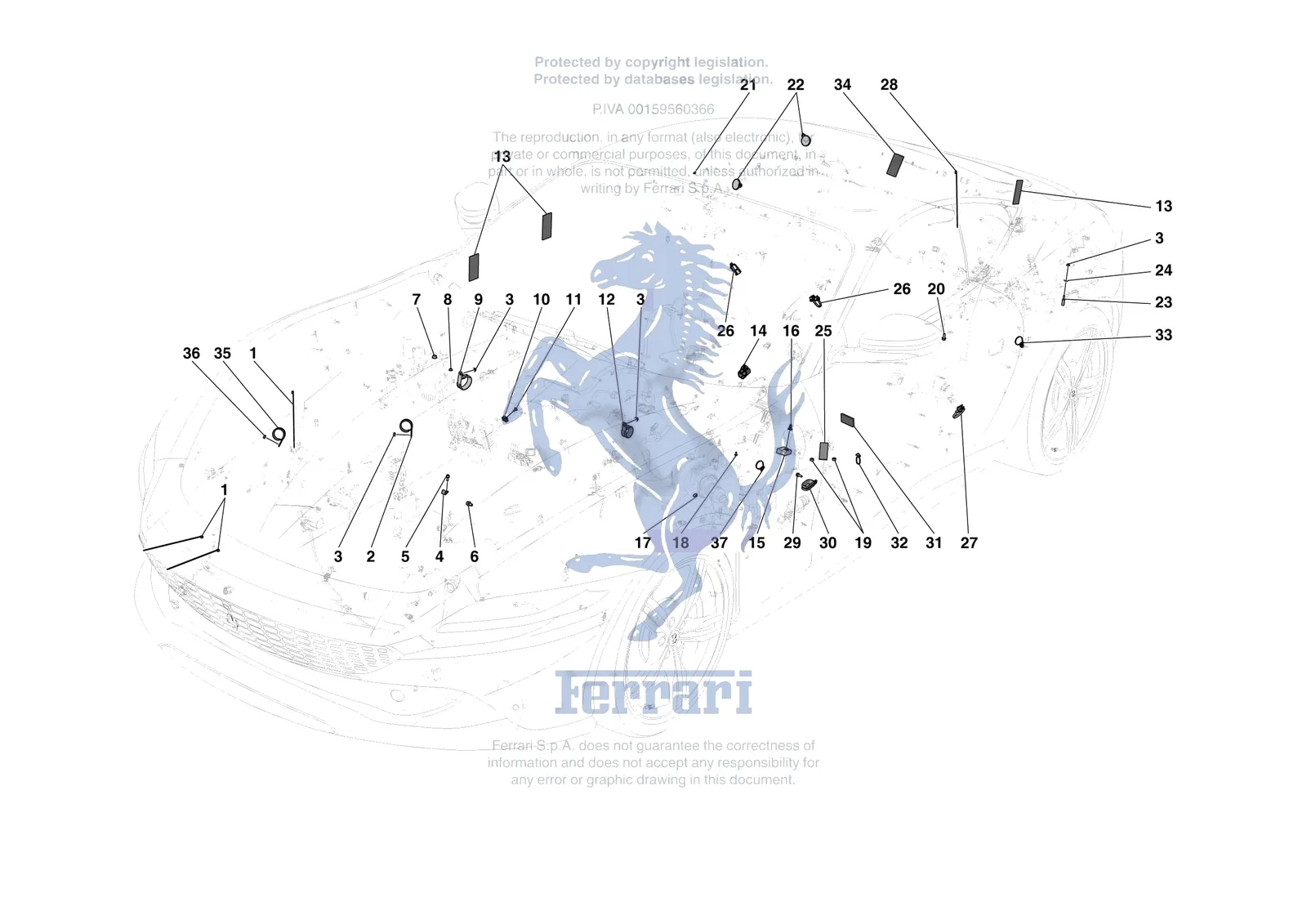 Ferrari Roma [ELECTRICAL SYSTEM] - F.8 - VARIOUS FASTENINGS FOR THE ELECTRICAL SYSTEM exploded diagram
