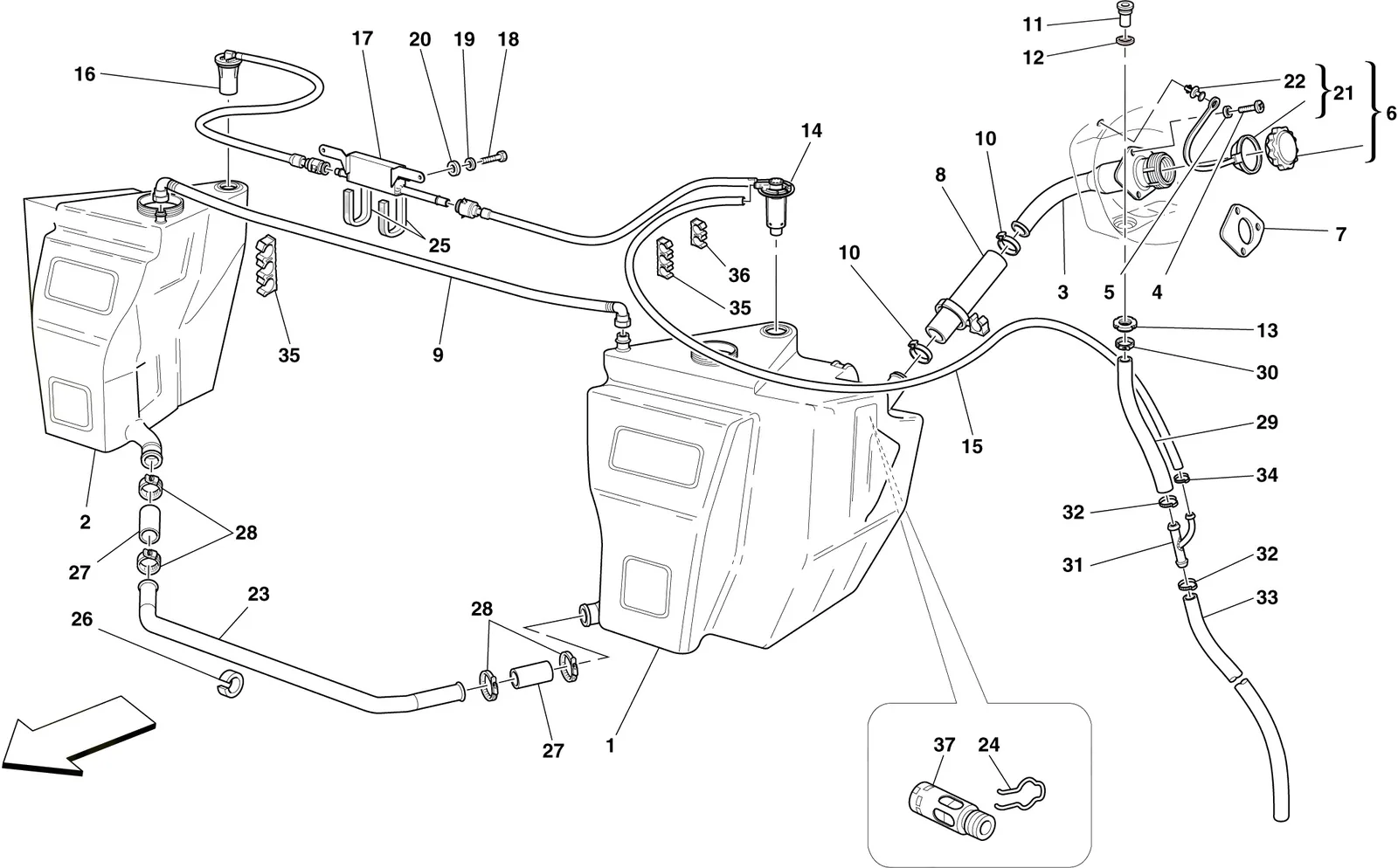 Fuel Tanks And Filler Neck -Not For Spider 16M-