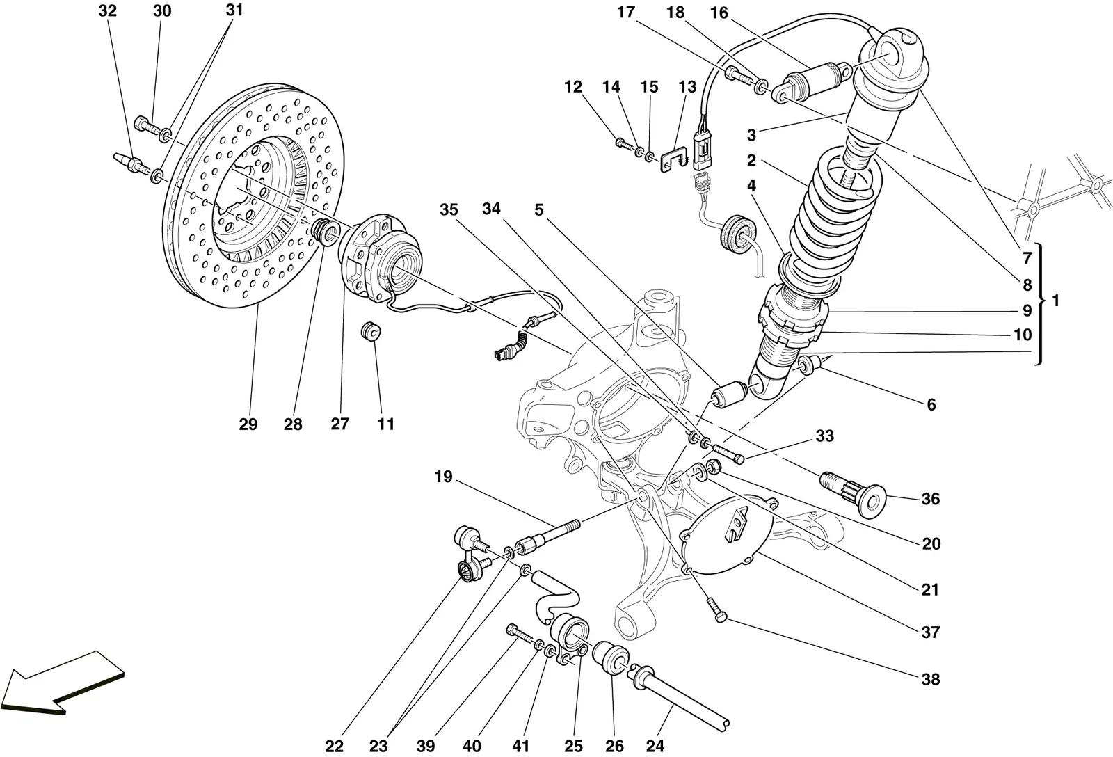 Front Suspension - Shock Absorber And Brake Disc
