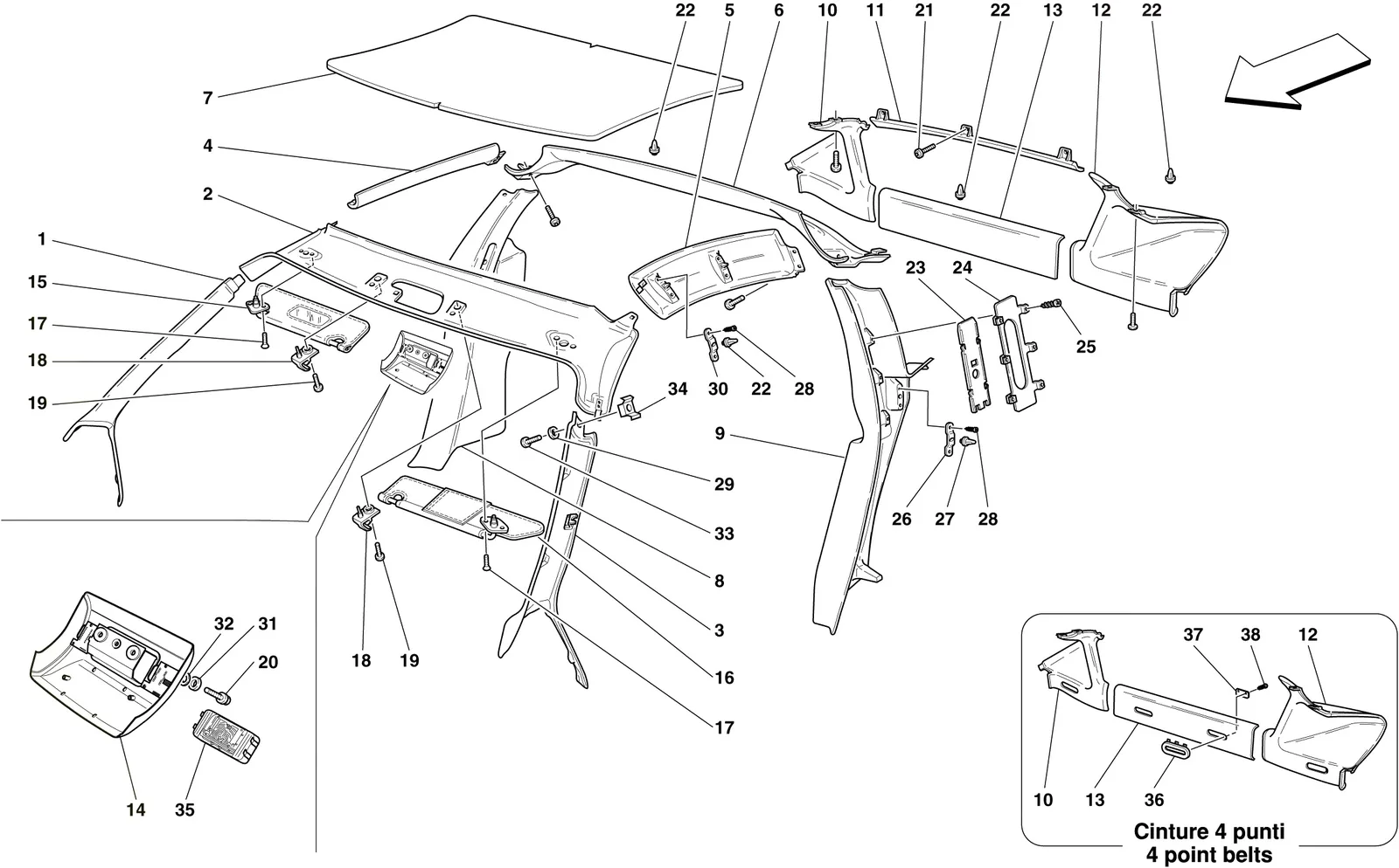 Headliner Trim And Accessories -Not For Spider 16M-