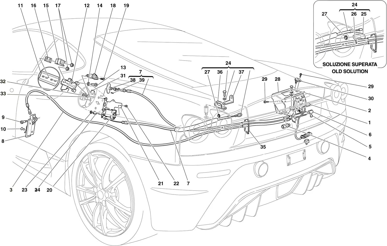 Engine Compartment Lid And Fuel Filler Flap Opening Mechanisms