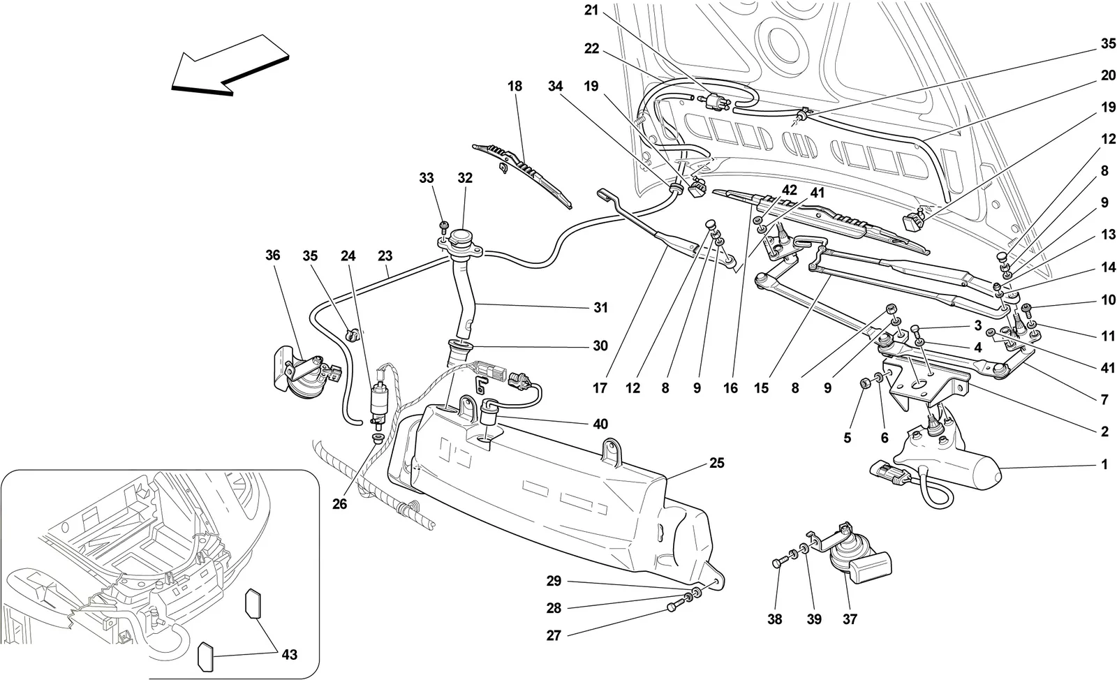 Windscreen Wiper, Windscreen Washer And Horns