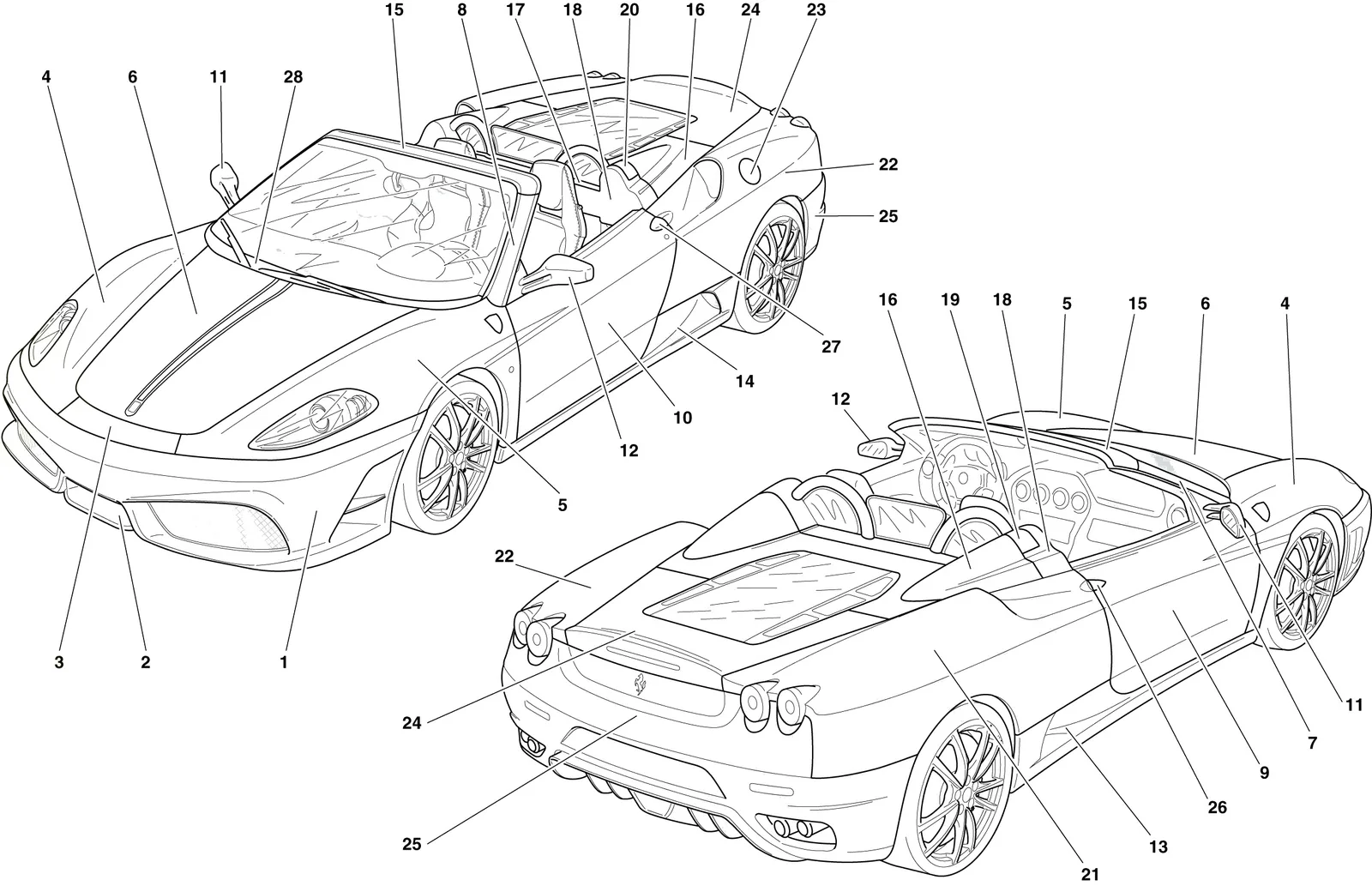 Ferrari 430 Scuderia Spider 16M Painting -Applicable For Spider 16M- - Applicable For S.T. Schedule Only- exploded diagram