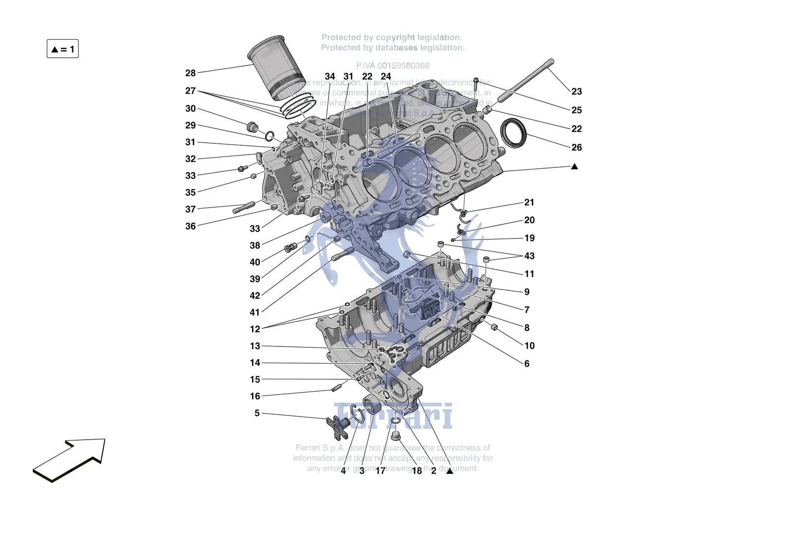 Ferrari SF90 Spider [ENGINE] - B.01 - CRANKCASE exploded diagram