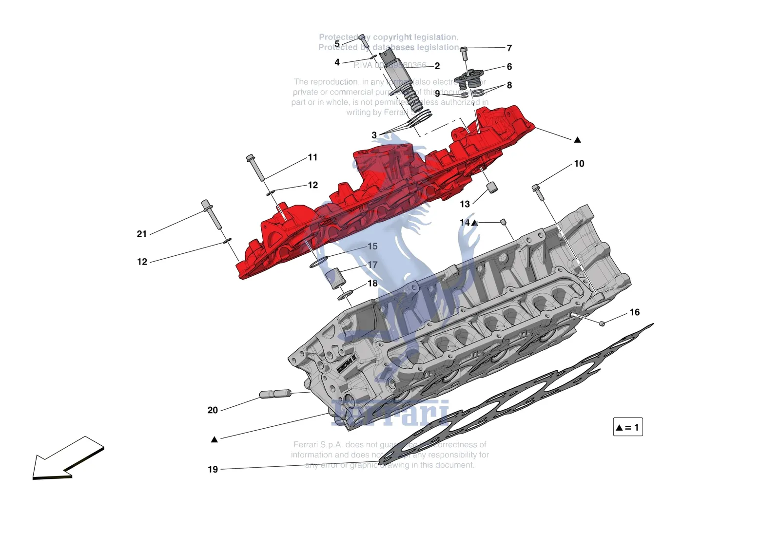 Ferrari SF90 Spider [ENGINE] - B.08.01 - CYLINDER HEADS - RH HEAD exploded diagram