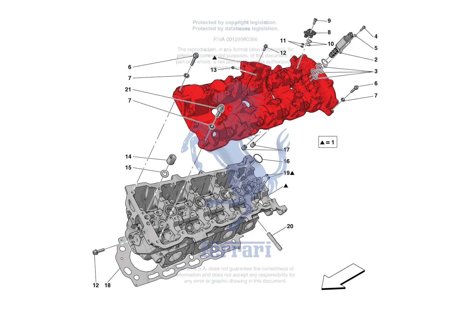 Ferrari SF90 Spider [ENGINE] - B.08.02 - CYLINDER HEADS - LH HEAD exploded diagram