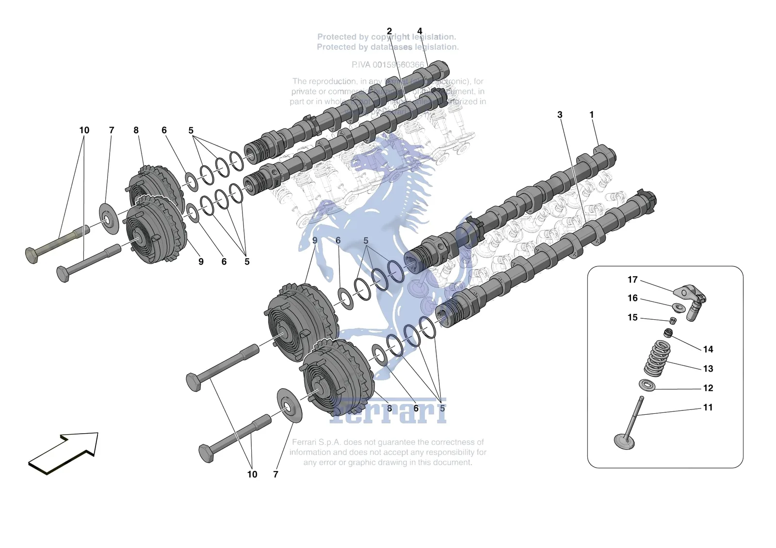 Ferrari SF90 Spider [ENGINE] - B.08.03 - CYLINDER HEADS - TIMING exploded diagram