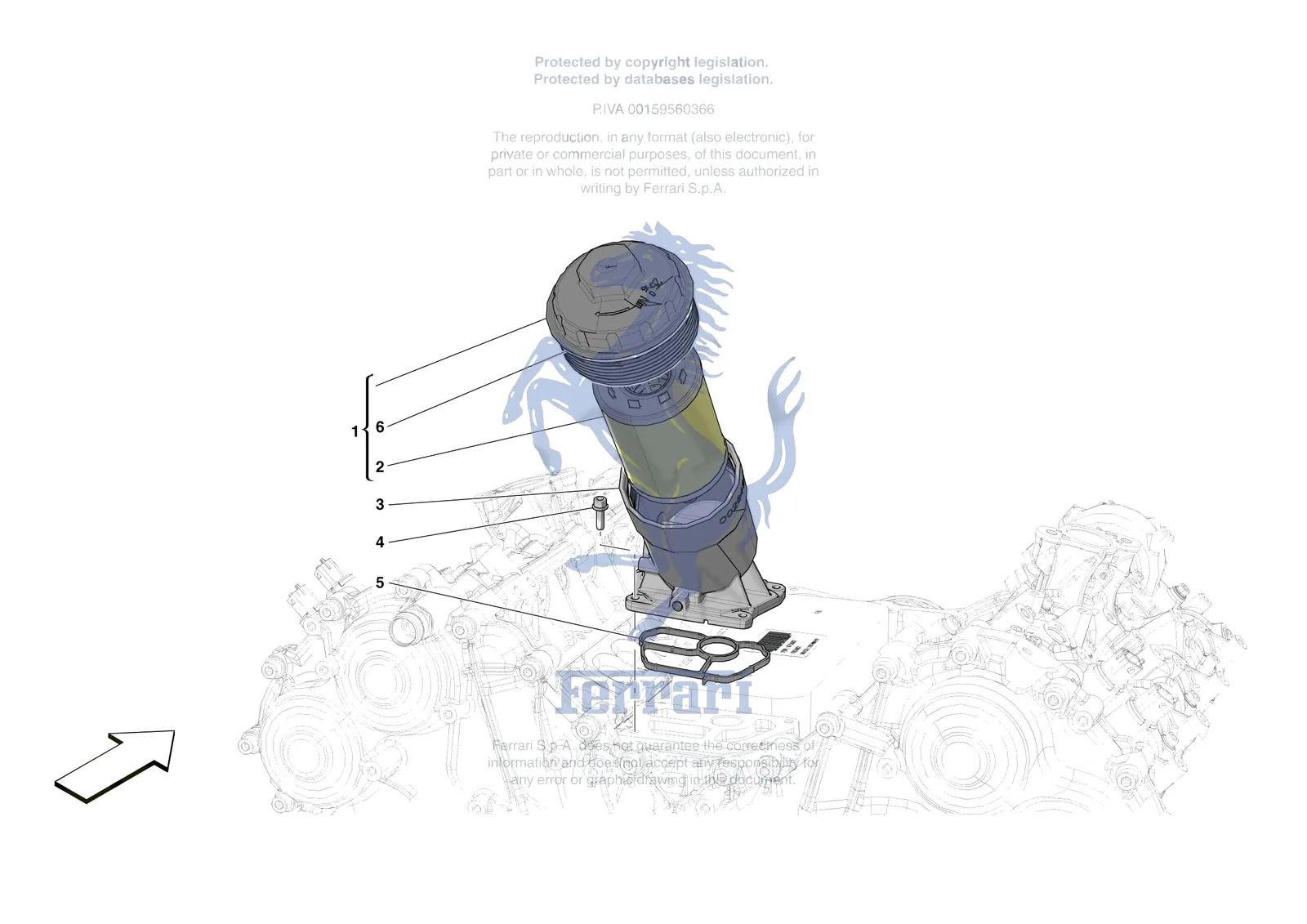 Ferrari SF90 Spider [ENGINE] - B.11 - LUBRICATION FILTERS exploded diagram