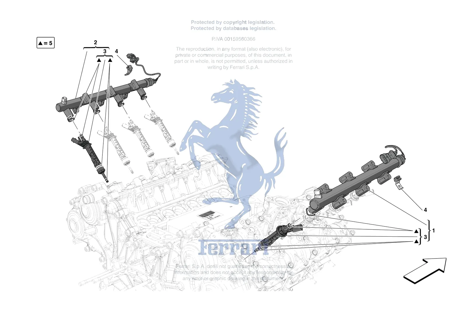 Ferrari SF90 Spider [ENGINE] - B.17 - INJECTOR PIPES exploded diagram